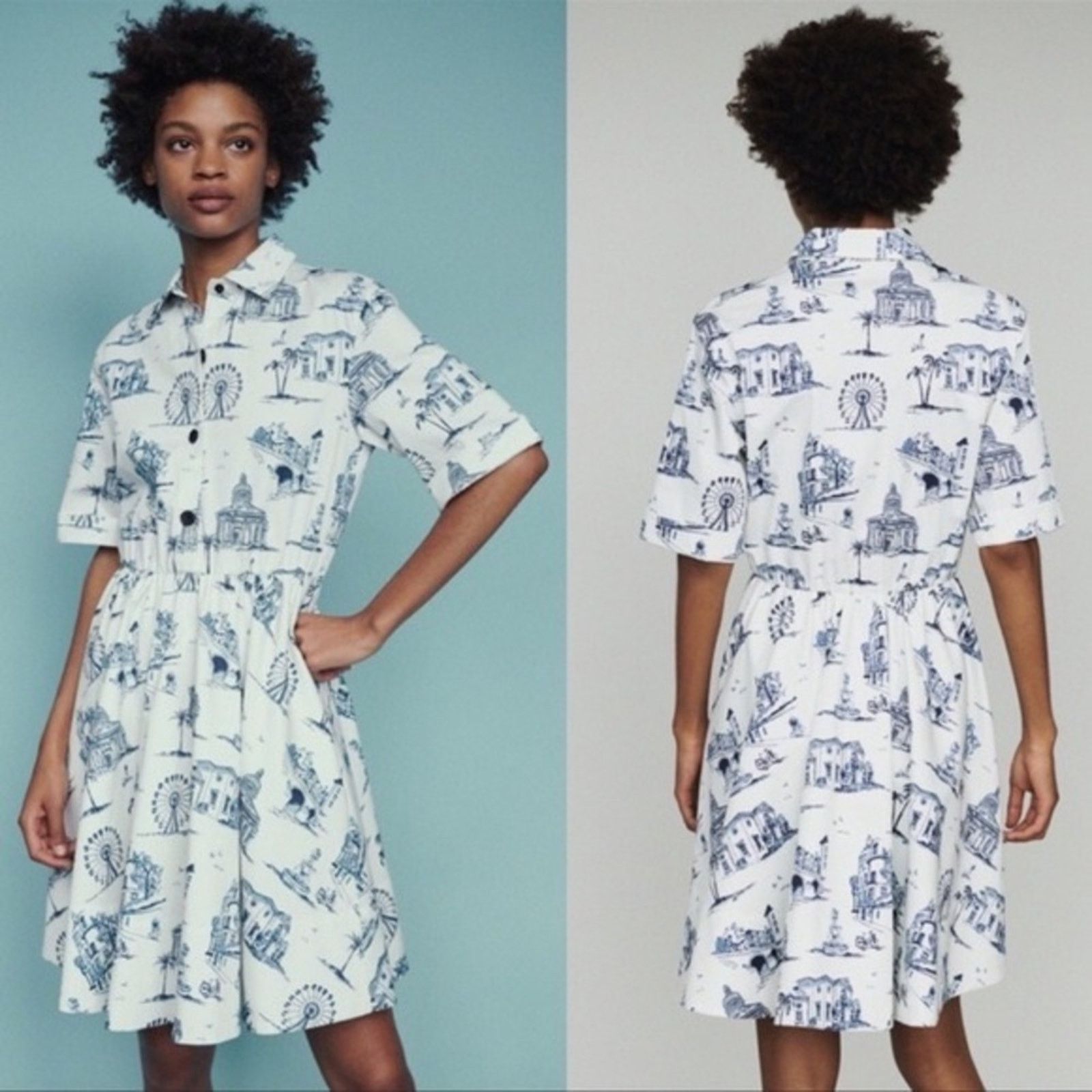 Maje Maje Rapomi white shirt dress paris short sleeve 3 medium Size M / US 6-8 / IT 42-44 - 2 Thumbnail