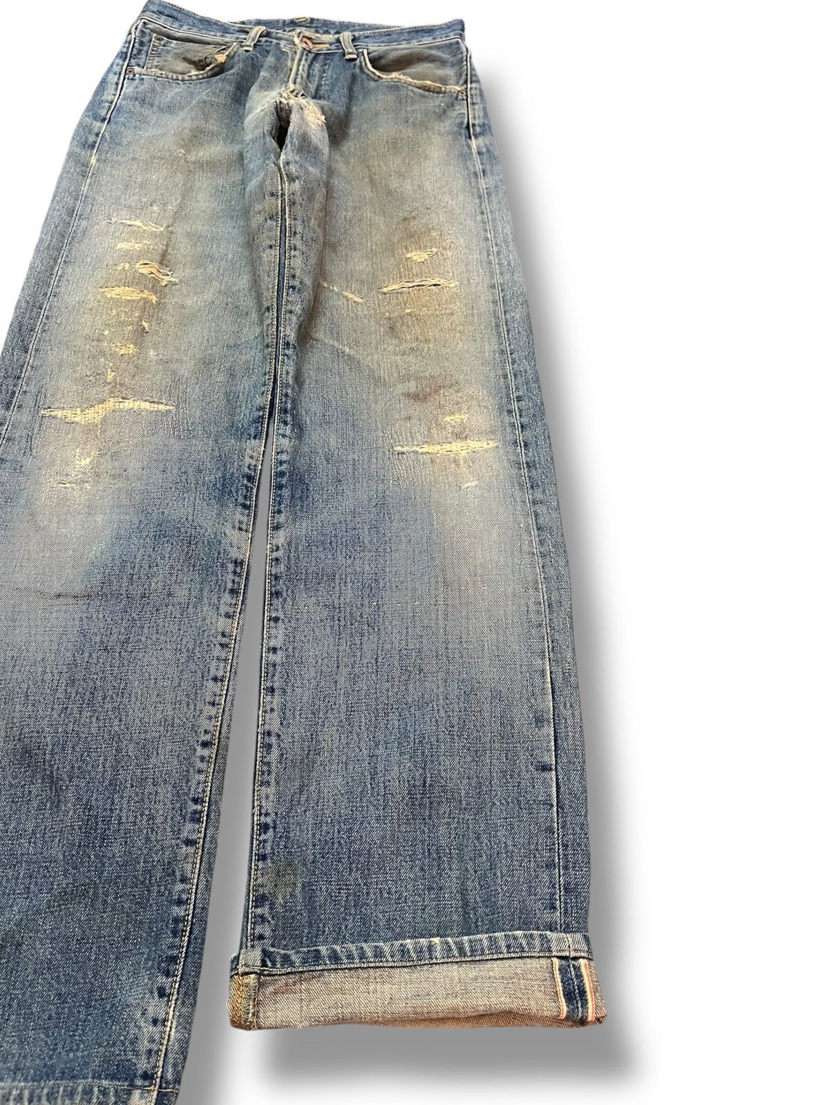 Edwin Vintage Edwin 505 X Selvedge Destroyed Distressed Denim Size US 30 / EU 46 - 4 Thumbnail