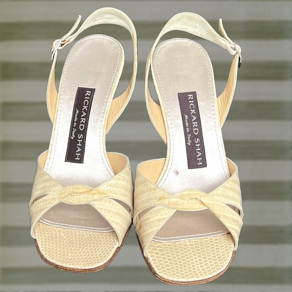 Vintage Rickard Shah Women Sandal Beige With High Heel 36M Exotic Made in Italy Pump Leather Cream Women 6 Size US 6 / IT 36 - 1 Thumbnail