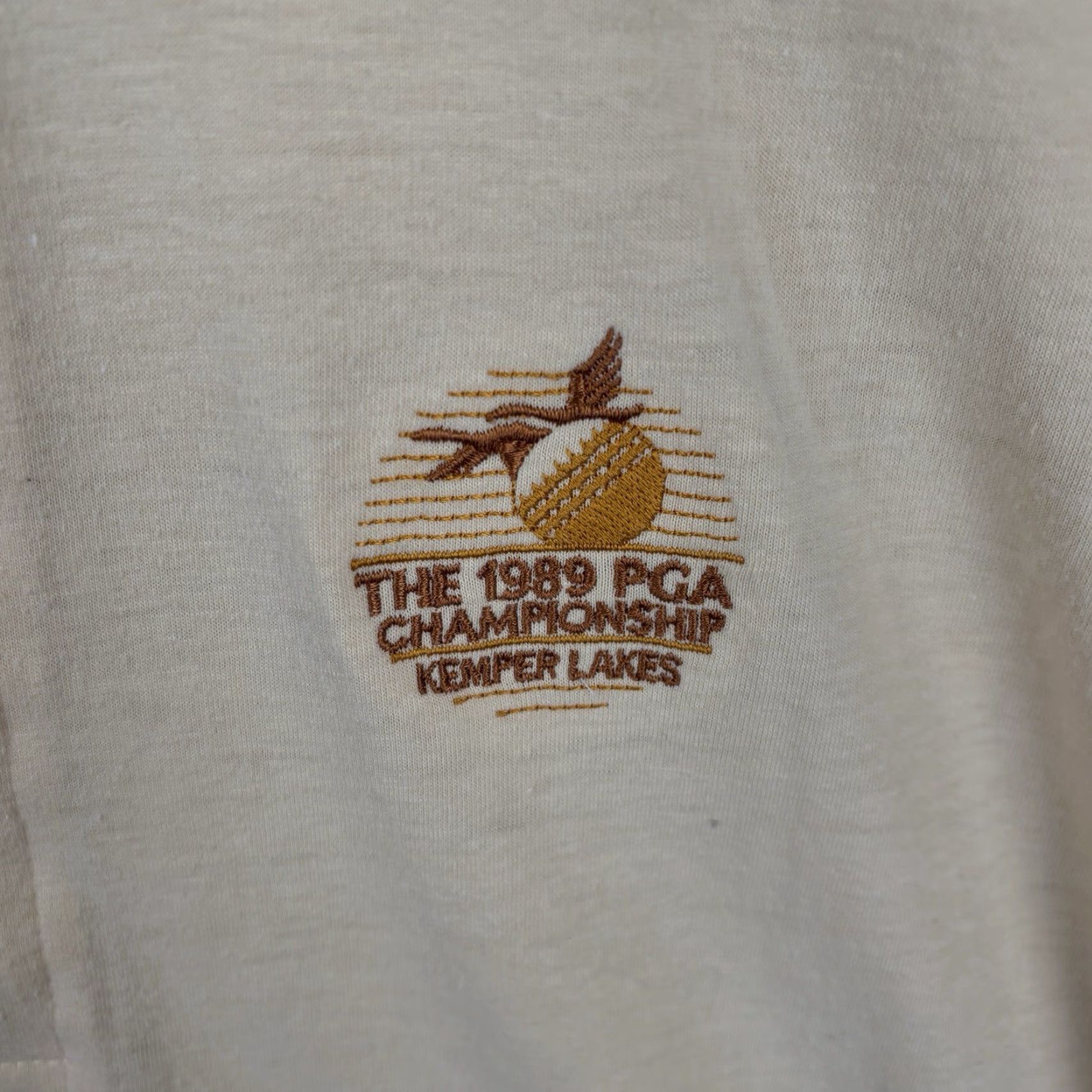 Izod VINTAGE IZOD Polo Shirt Mens Large Yellow 1989 PGA Championship Kemper Lakes Shirt Size US L / EU 52-54 / 3 - 3 Thumbnail