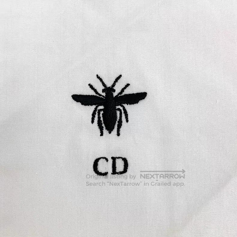 Dior Dior White bee embroidery cotton lapel short-sleeved shirt Size XS / US 0-2 / IT 36-38 - 5 Thumbnail