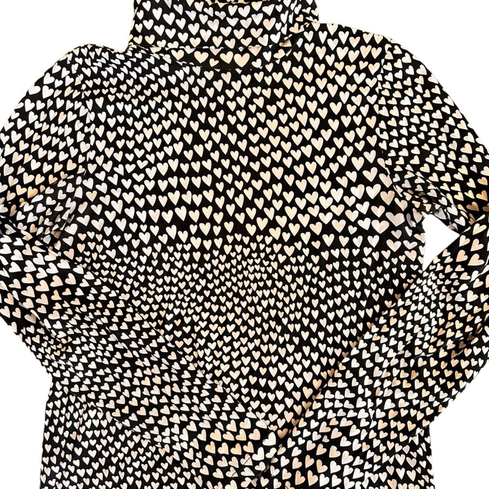 J.Crew J.Crew Heart Patterned Turtleneck – Black/White – Size S Size S / US 4 / IT 40 - 2 Thumbnail