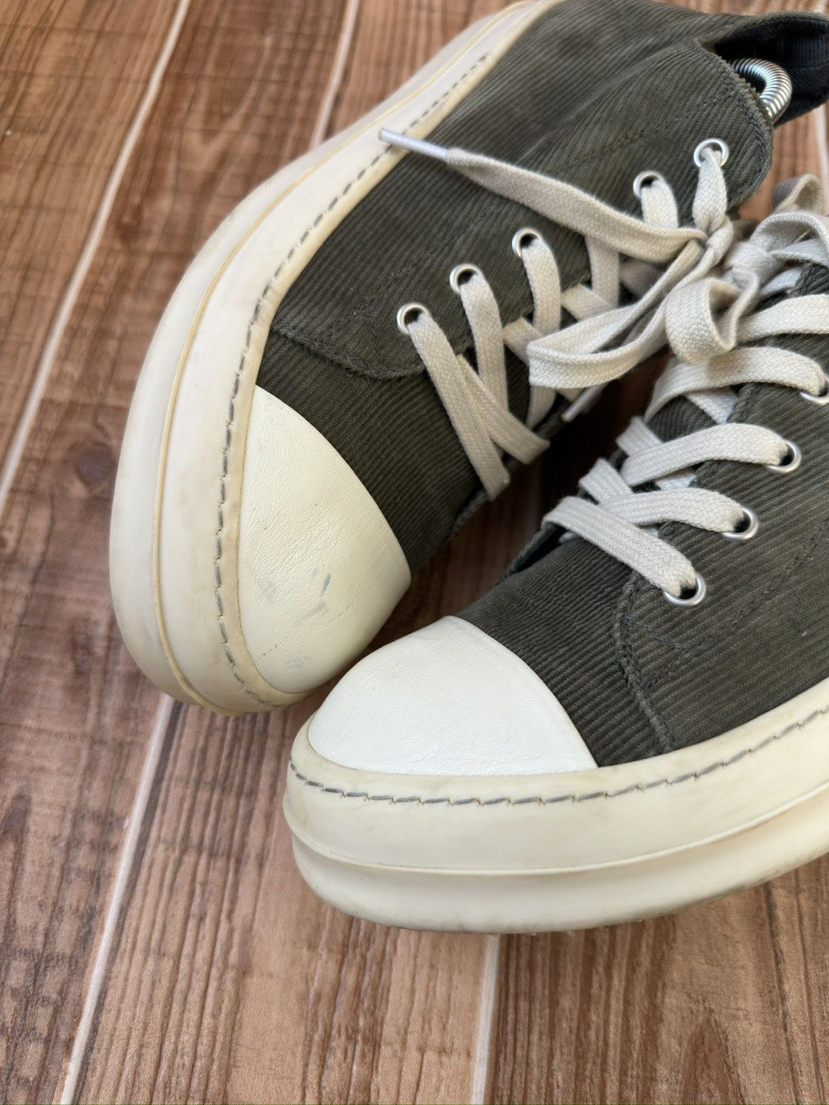 Rick Owens Rick Owens ‘DRKSHDW’ Army Dust Green Lowtops Size US 7.5 / EU 40-41 - 6 Thumbnail