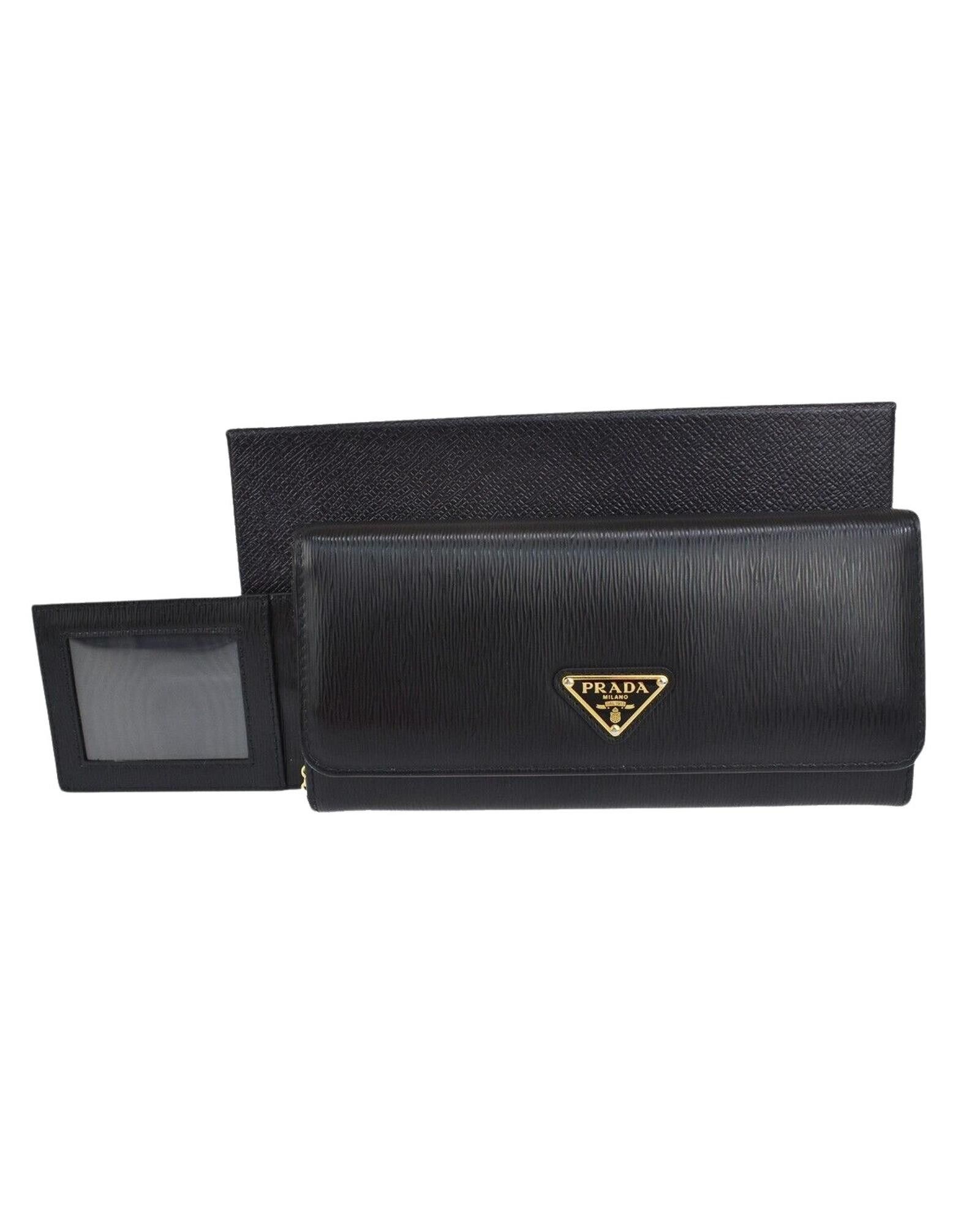 image of Sophisticated Prada Saffiano Bifold Wallet in Black, Women's