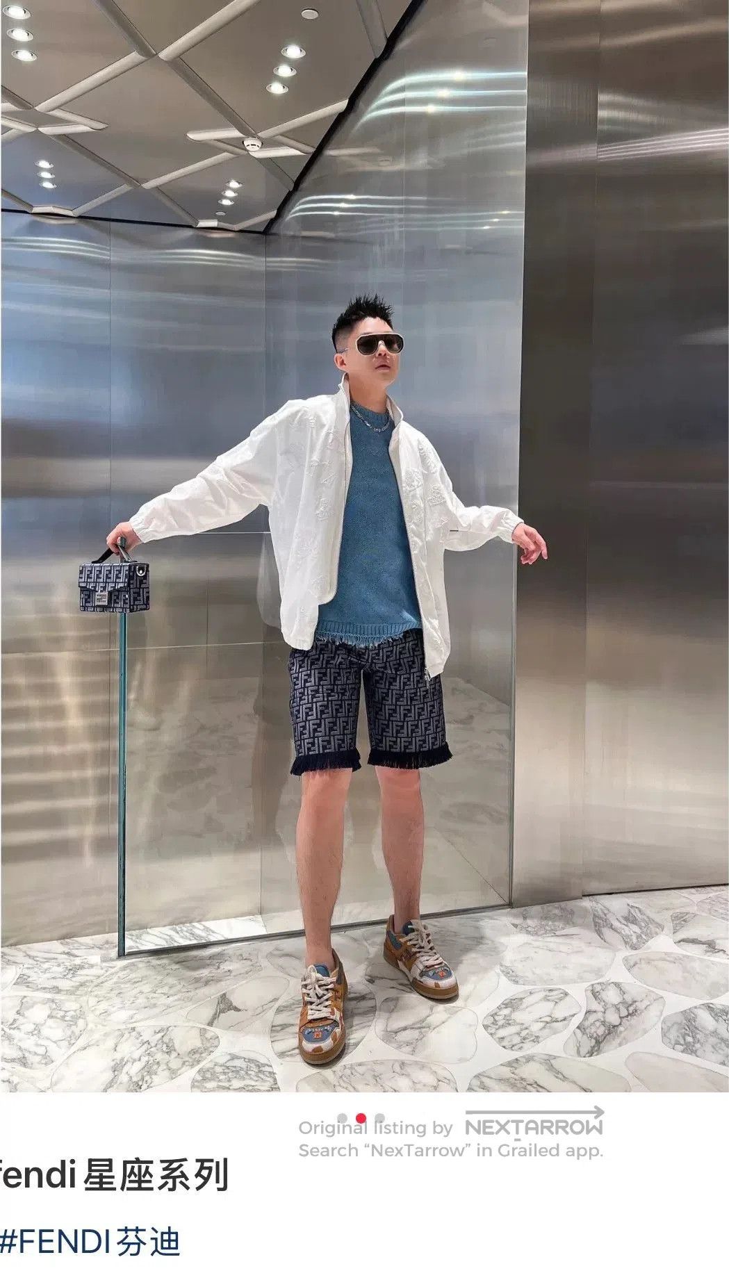 Fendi FENDI SS23 FF Print Denim Shorts. Size US 33 - 8 Thumbnail