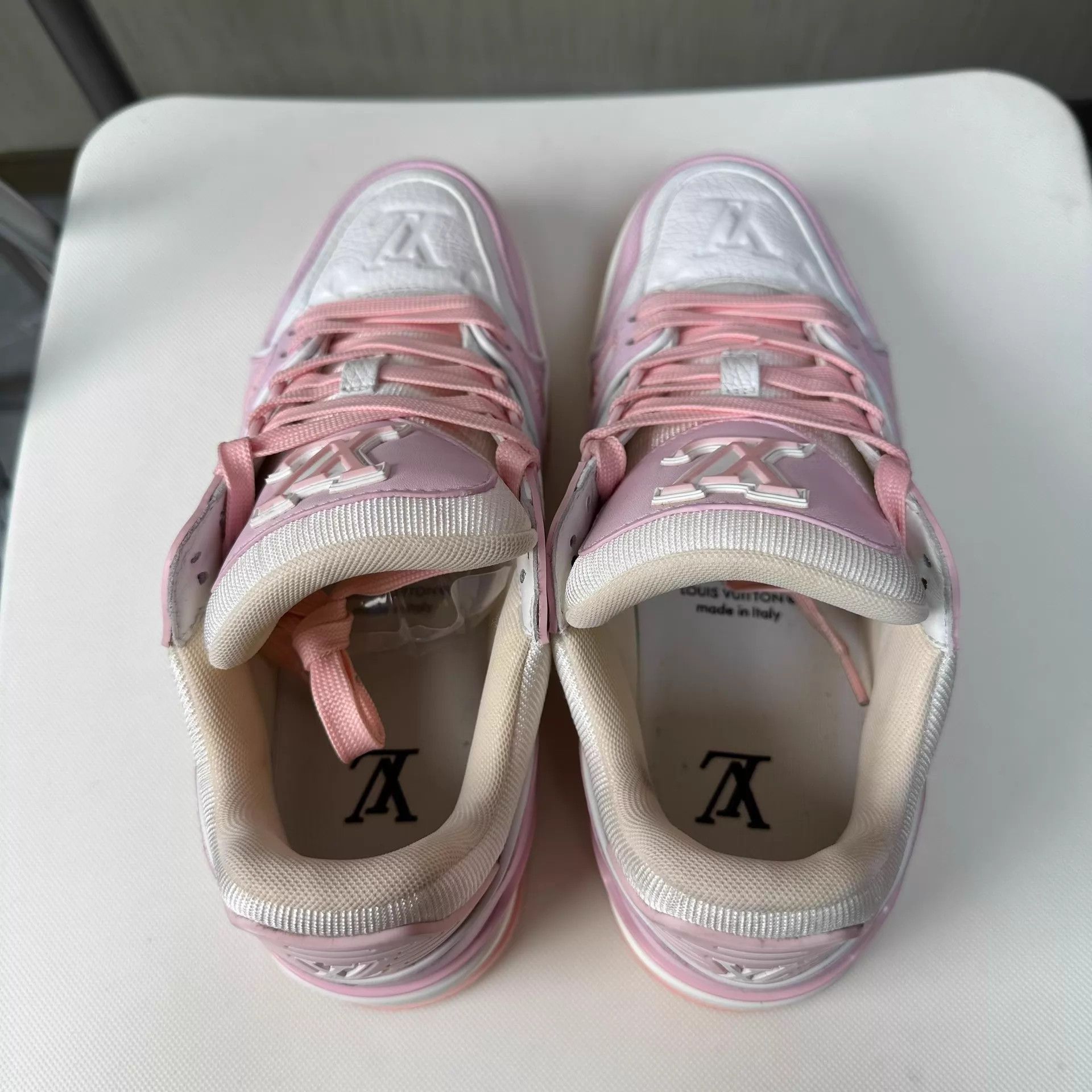 Louis Vuitton LV Trainer Leather Low-Top Sneaker Unisex Rose Pink Size 38 Size US 7.5 / IT 37.5 - 4 Thumbnail