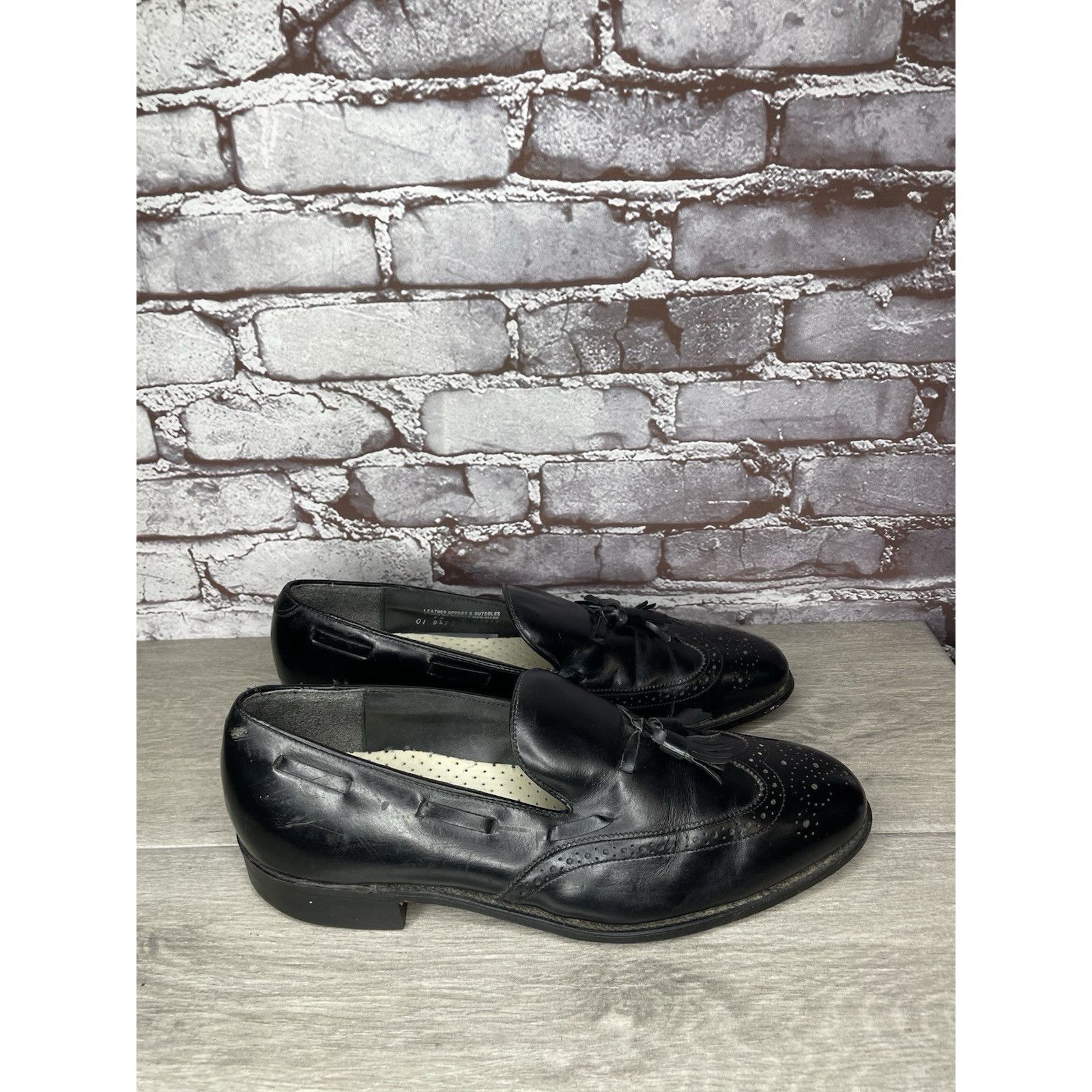 JOHN LAWRENCE SULLIVAN O'Sullivan Black Leather Wingtip VTG Loafers Dress Shoes Men Size US 12 / EU 45 - 16 Thumbnail