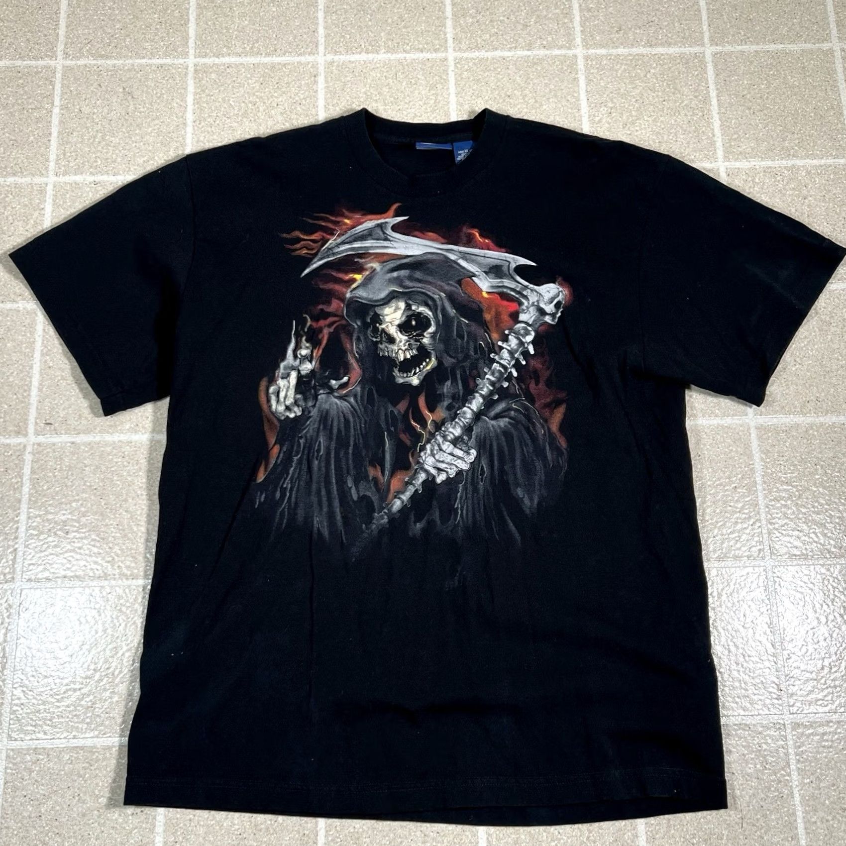 Vintage VINTAGE Green Source Shirt Mens XL Black Grunge Graphic Grim Reaper Y2K Tee Size US XL / EU 56 / 4 - 2 Thumbnail