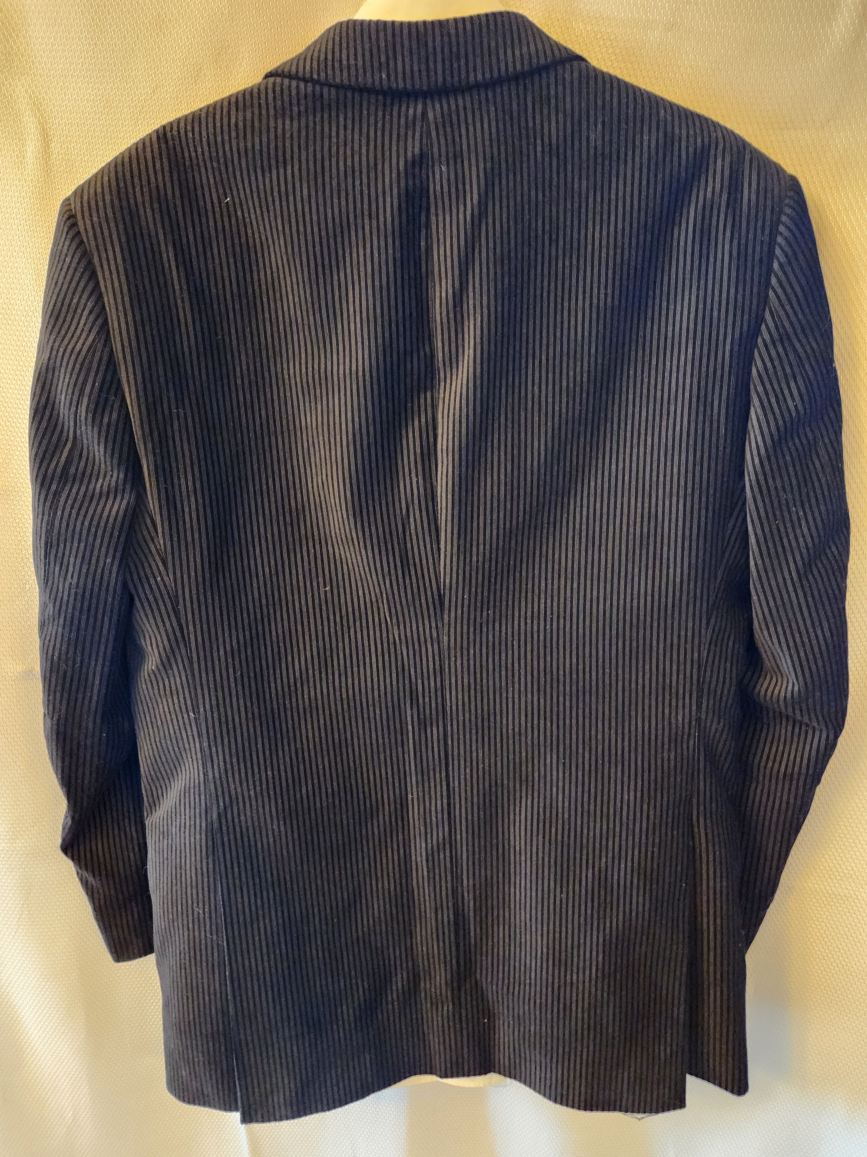 Andrew Fezza 100% Cotton Modern Fit Black Striped Velour Blazer Size 38R - 2 Thumbnail