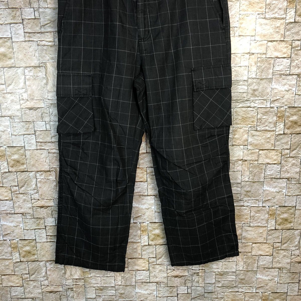 Japanese Brand Cinema Black Checkred Cargo Multipocket Pants #A319 Size US 31 - 3 Thumbnail