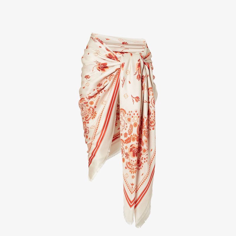 Fendi o1s1wg110526 Size: OS / Pareo in Ivory/Coral Size ONE SIZE - 1 Thumbnail
