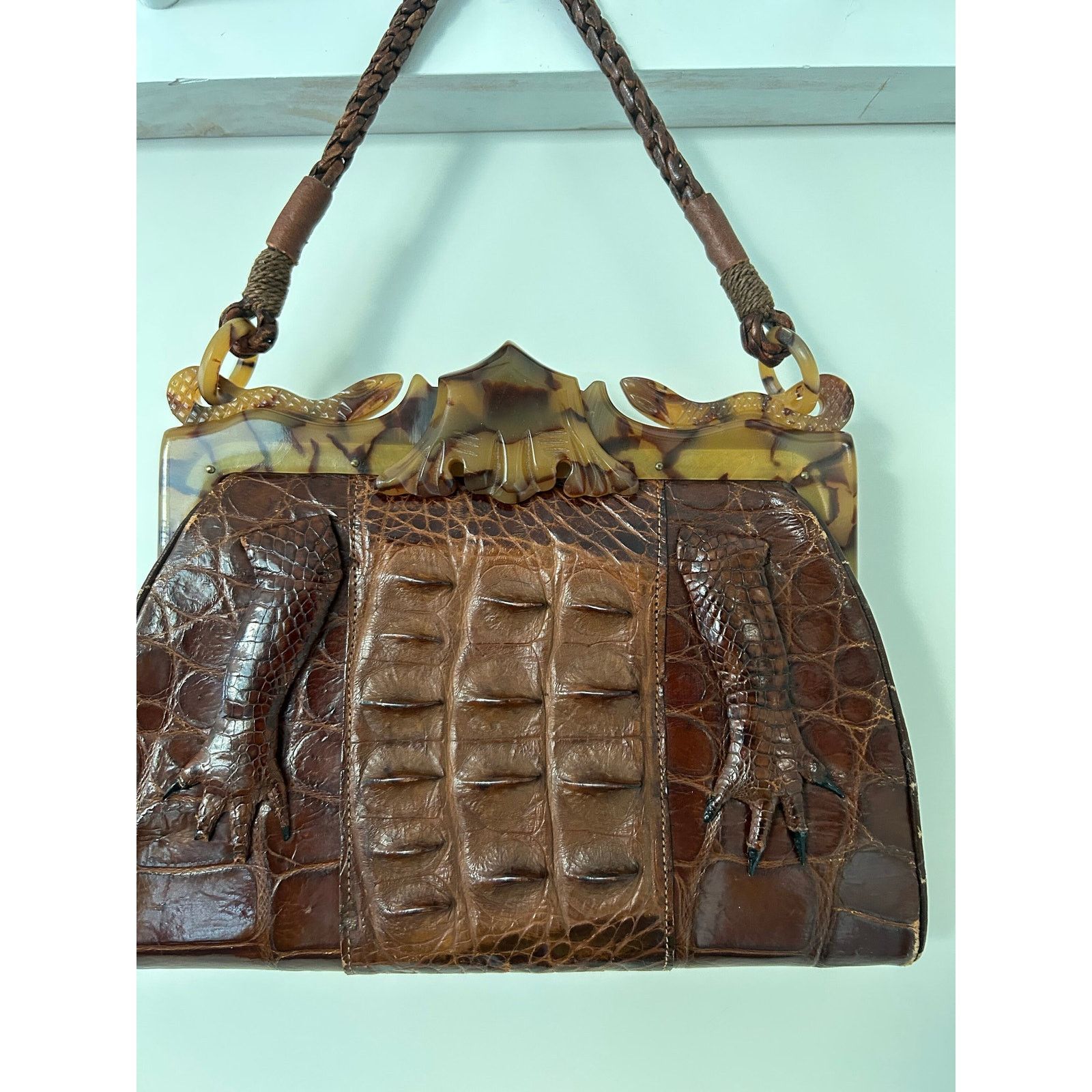 Vintage Vintage butterscotch bakelite frame Alligator hornback purse Size ONE SIZE - 10 Thumbnail
