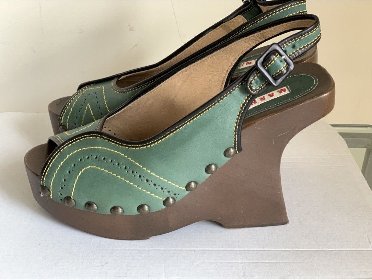 Marni Marni Leather Platform Wedge Sandals Size US 10 / IT 40 - 4 Thumbnail