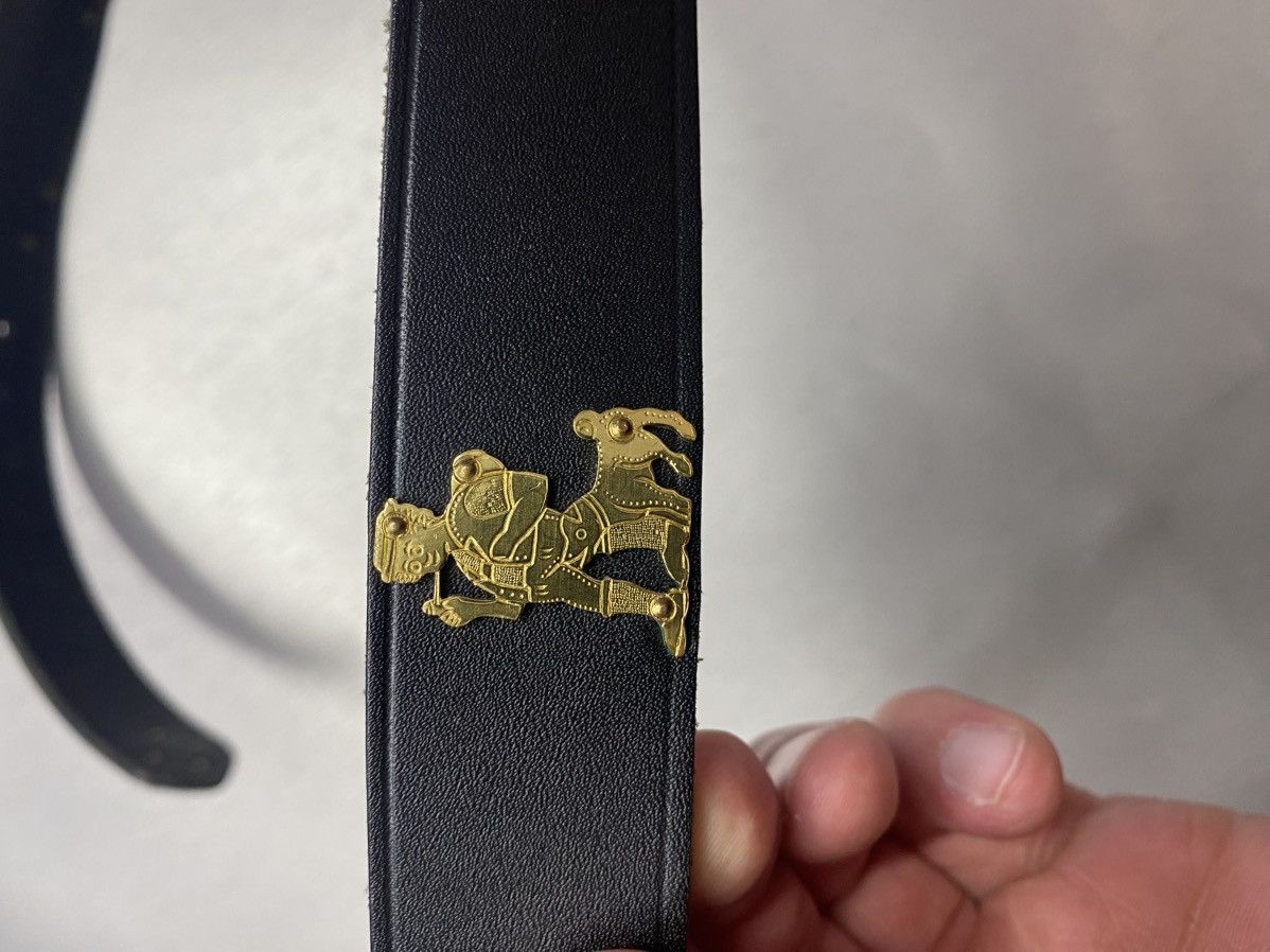 Etro × Vintage Unisex ETRO LEDER GURTEL Gold Kuh Sonne Rar Size ONE SIZE - 19 Thumbnail