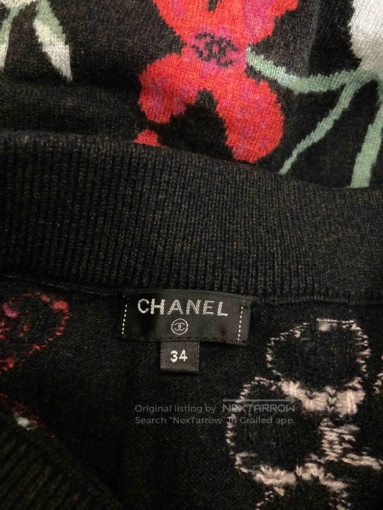 Chanel Chanel Black floral graffiti cashmere skirt Size 42" / US 20 - 6 Thumbnail