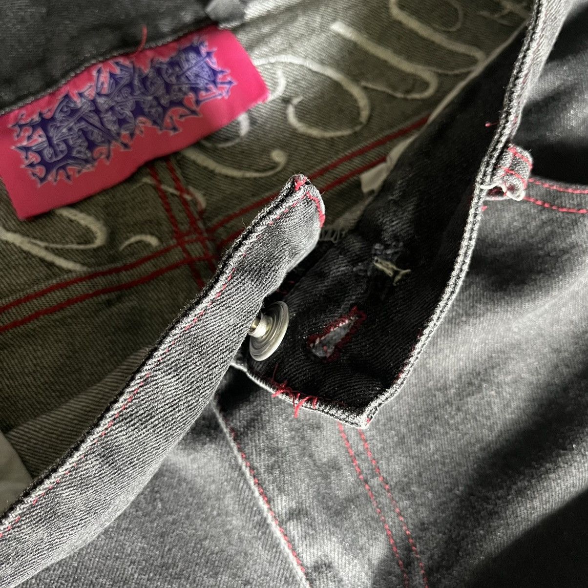 Haunted Starbucks Haunted Starbucks Fuck You Baggy Denim Jeans Red Size Small Size US 33 - 9 Thumbnail