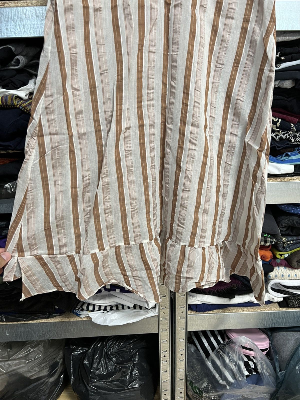 Marni Marni Brown Beige Striped Viscosa Dress Ruffle Hem Sz IT 42 Size M / US 6-8 / IT 42-44 - 4 Thumbnail