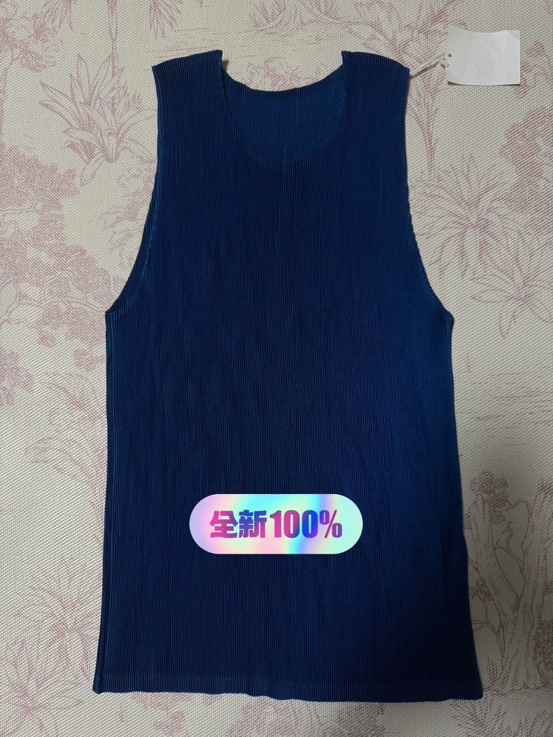 issey miyake size:5 Lake blue pleated vest 2505-Nextarrow