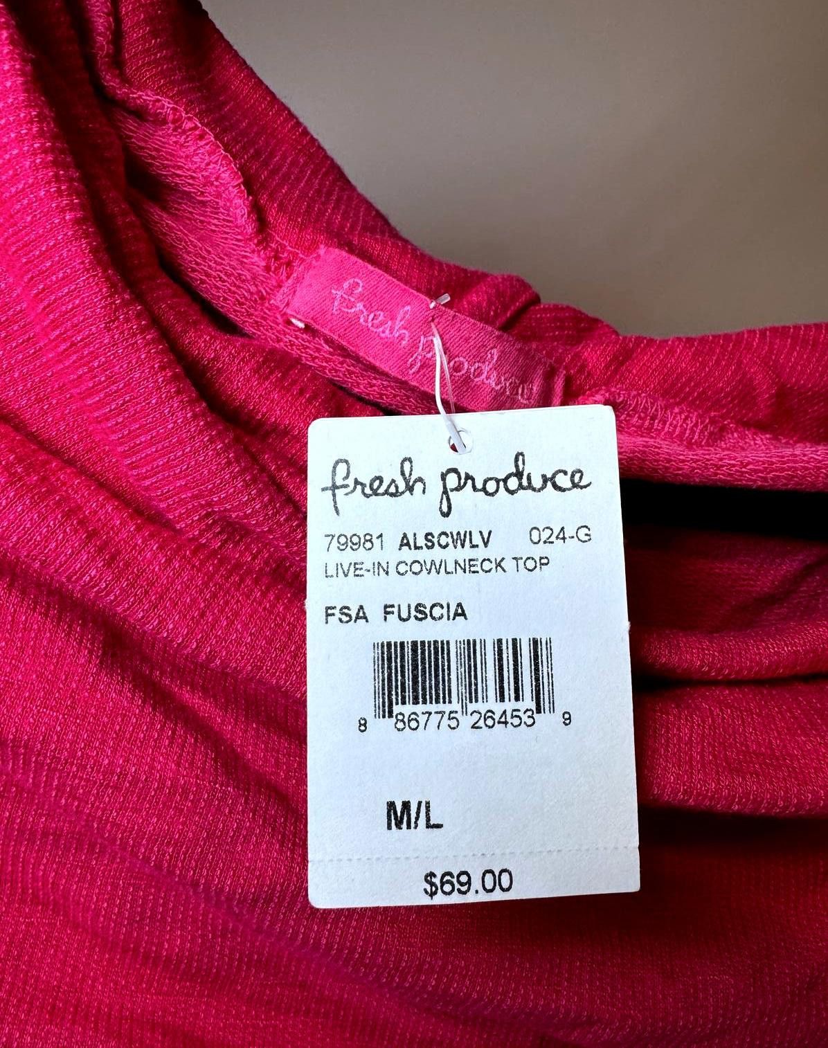 Designer Fresh Produce Live-In Cowlneck Top - Fuchsia, M/L Size L / US 10 / IT 46 - 3 Thumbnail