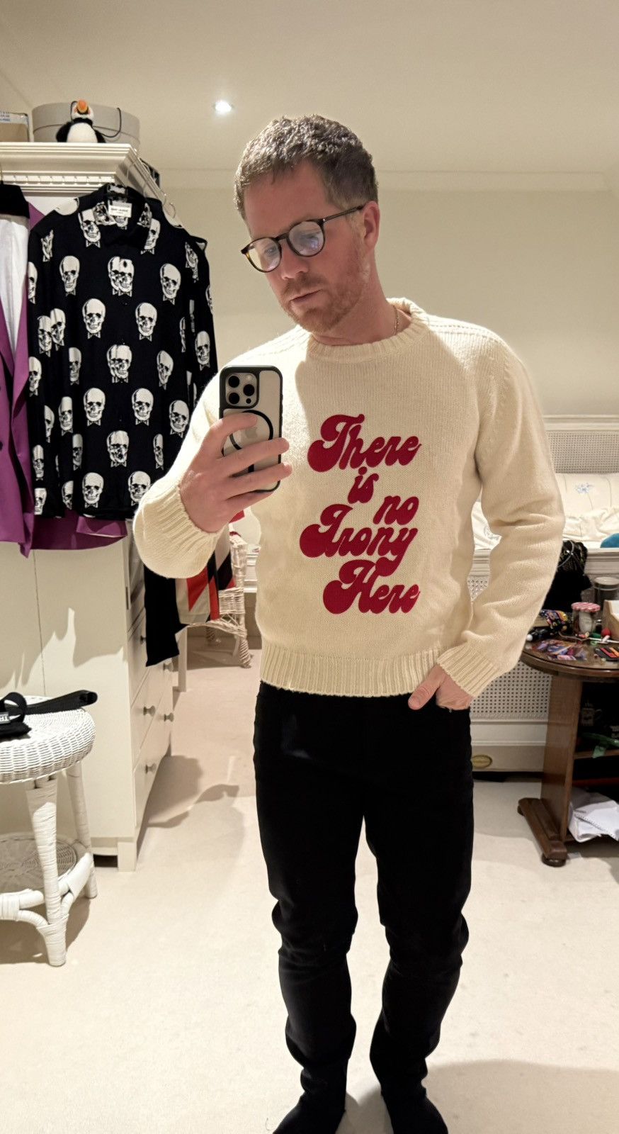 Celine SS20 Celine Hedi David Kramer irony sweater cashmere XL logo Size US XL / EU 56 / 4 - 3 Thumbnail