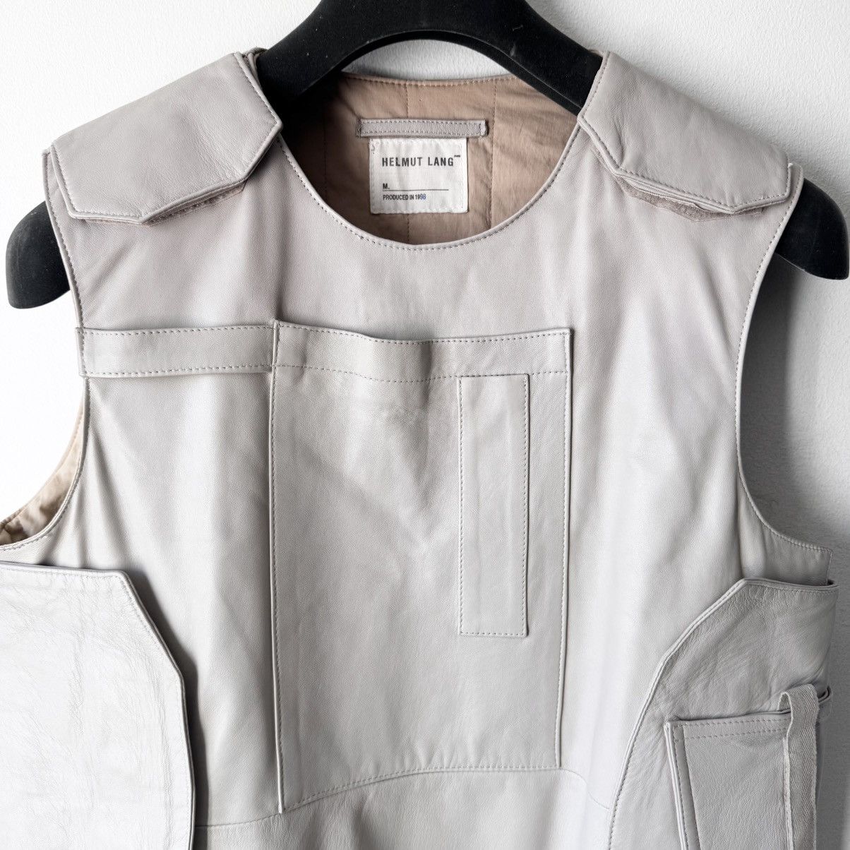 Helmut Lang Helmut Lang SS1998 White Leather Bulletproof Tactical Vest Size US M / EU 48-50 / 2 - 2 Thumbnail
