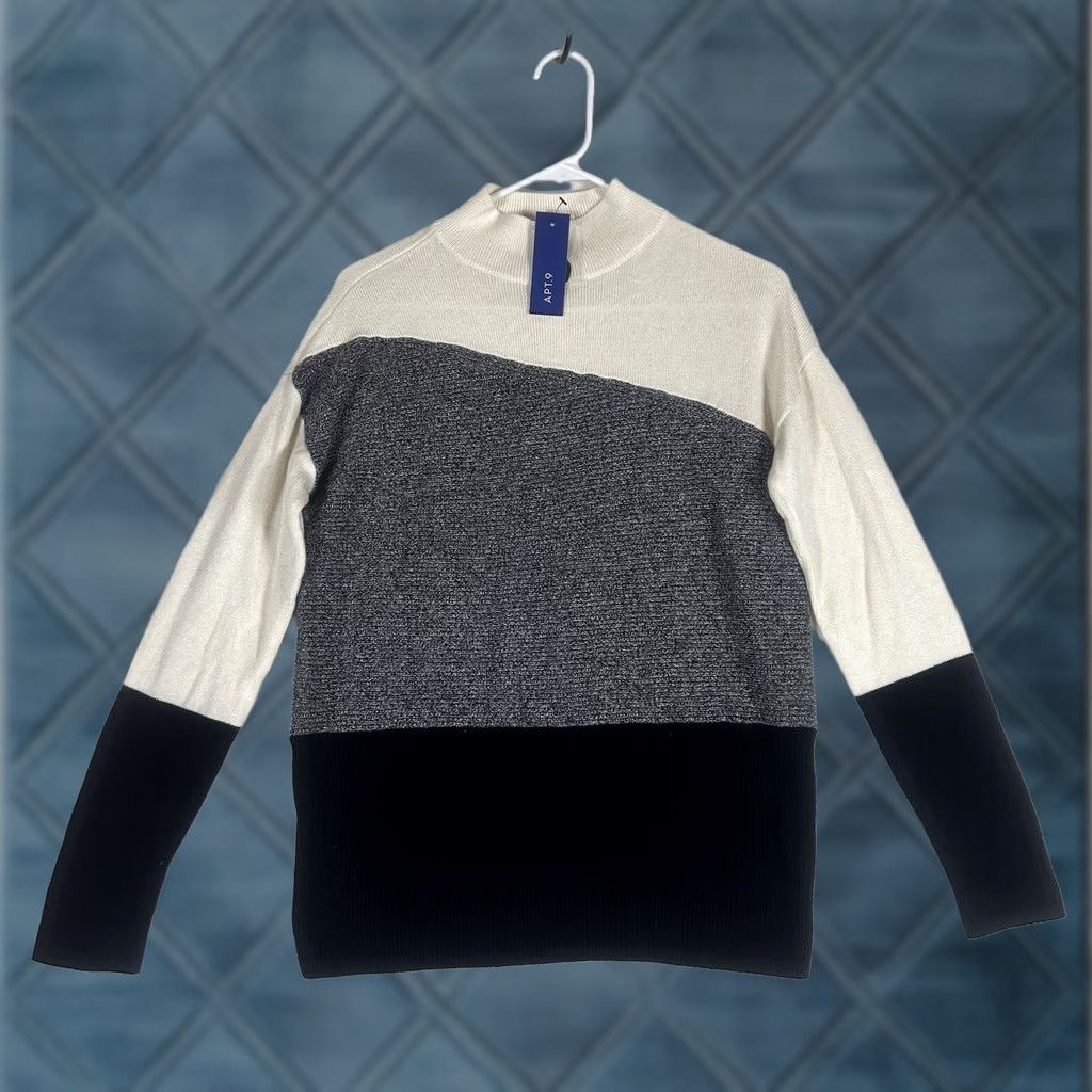 Apt. 9 APT 9 Womens Sweater Long Sleeve Color Block Geometric Design NWT Size S Size S / US 4 / IT 40 - 1 Thumbnail
