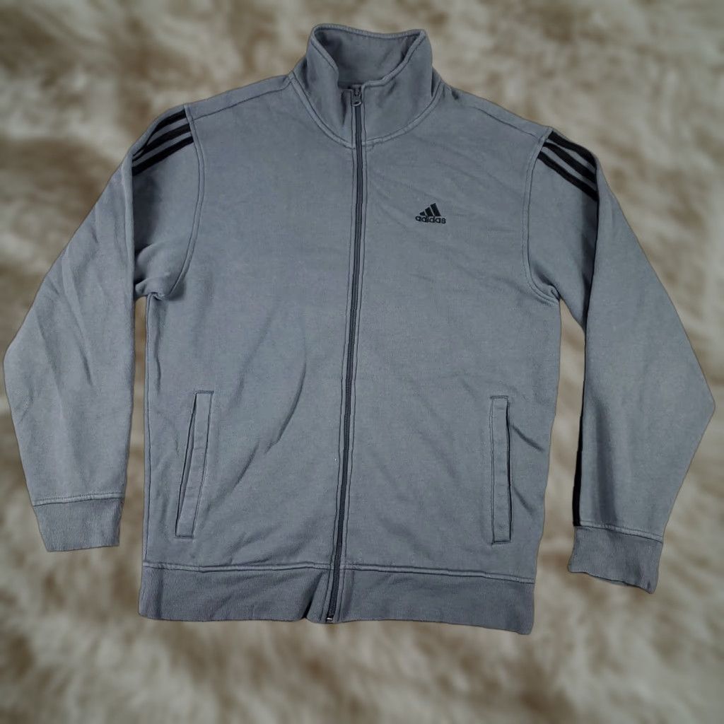 Adidas adidas Jacket Mens M Gray Full Zip Track Jacket Cotton Blend Polyester Solid Sports Originals Mens Size US M / EU 48-50 / 2 - 1 Thumbnail