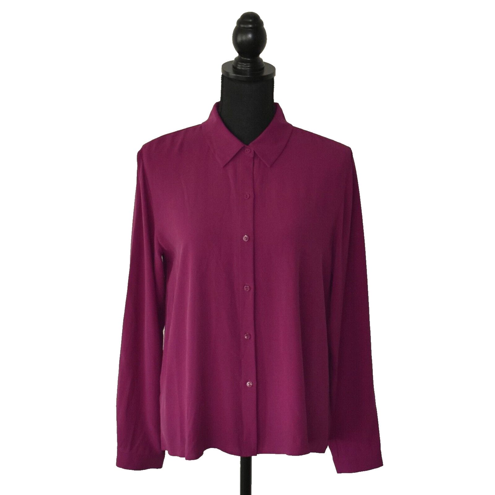 Eileen Fisher NWT EILEEN FISHER Silk Crepe Long Sleeve Shirt Size XXS $278 Size XXS / US 00 / IT 34 - 1 Thumbnail