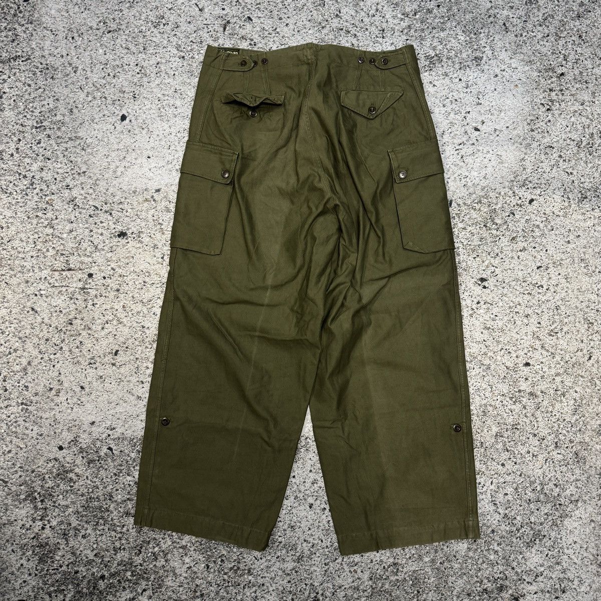 Vintage 60s Dutch Army Heavyweight Wide Leg Canvas Cargo Pants Size US 40 / EU 56 - 2 Thumbnail