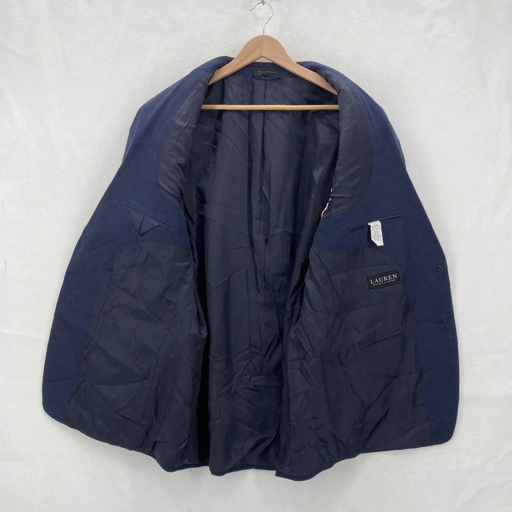 Ralph Lauren Lauren Ralph Lauren Blazer Mens 44L Dark Blue Houndstooth Two Button Black Label Size 44R - 7 Thumbnail