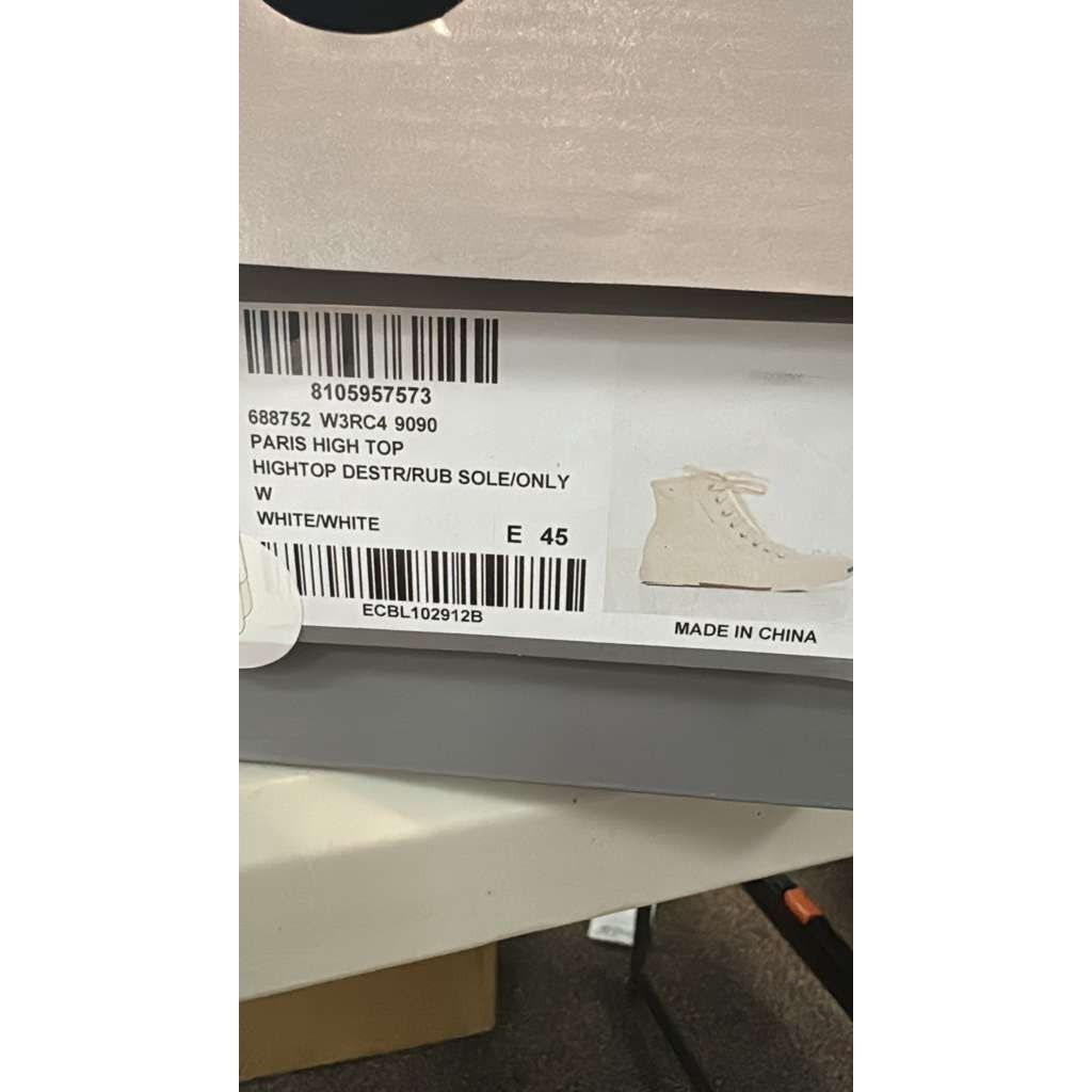 Balenciaga o1rshd1 Q:3 / Paris High Top Destroyed Sneakers Beige/White Size US 12 / EU 45 - 18 Thumbnail