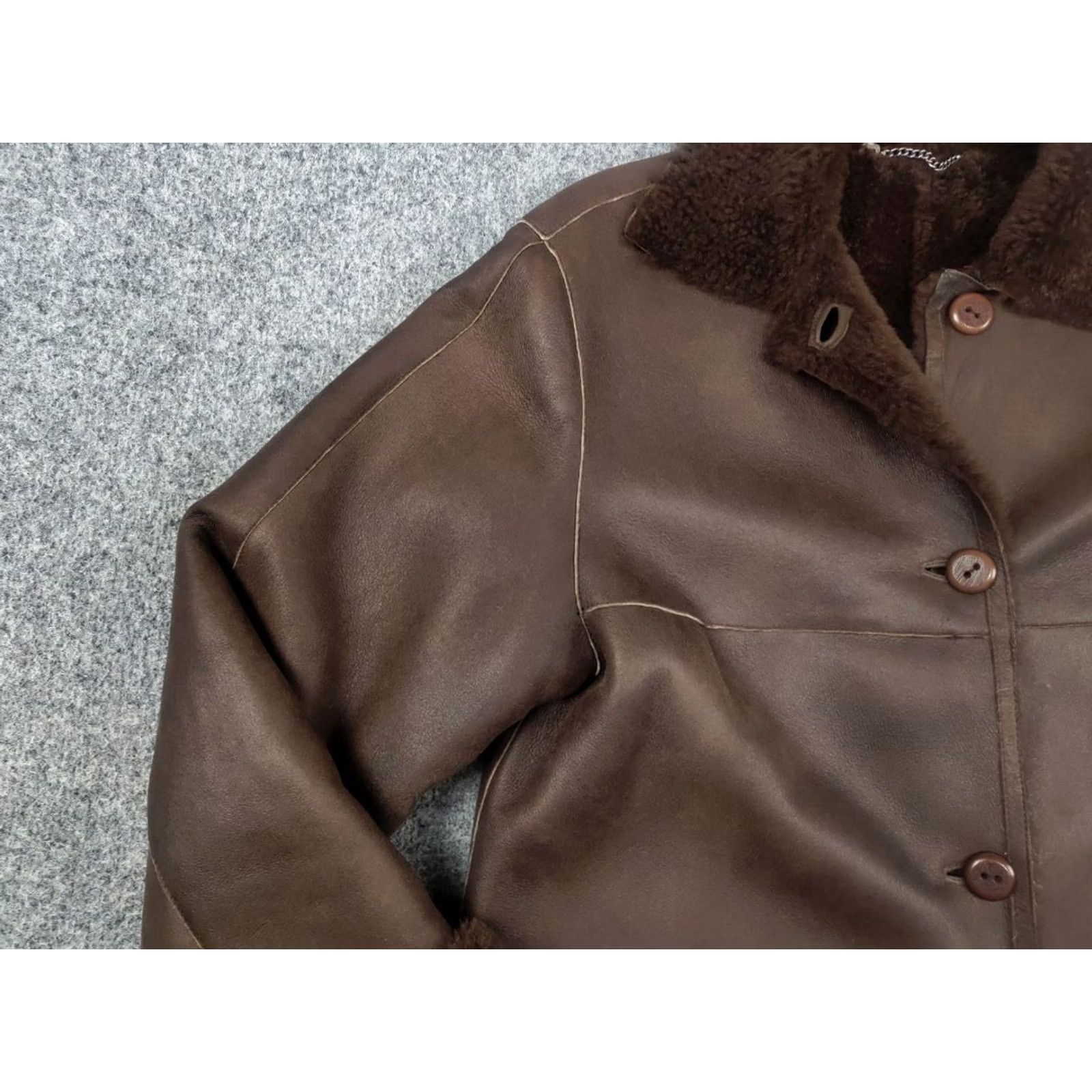 Gallotti VINTAGE Gallotti Bacis Italy Design Brown Leather Shearling Fur-Lined Coat Jacket Men M Brown Leather Jacket Wool Lined Winter Designer 90s Mens Size US M / EU 48-50 / 2 - 3 Thumbnail