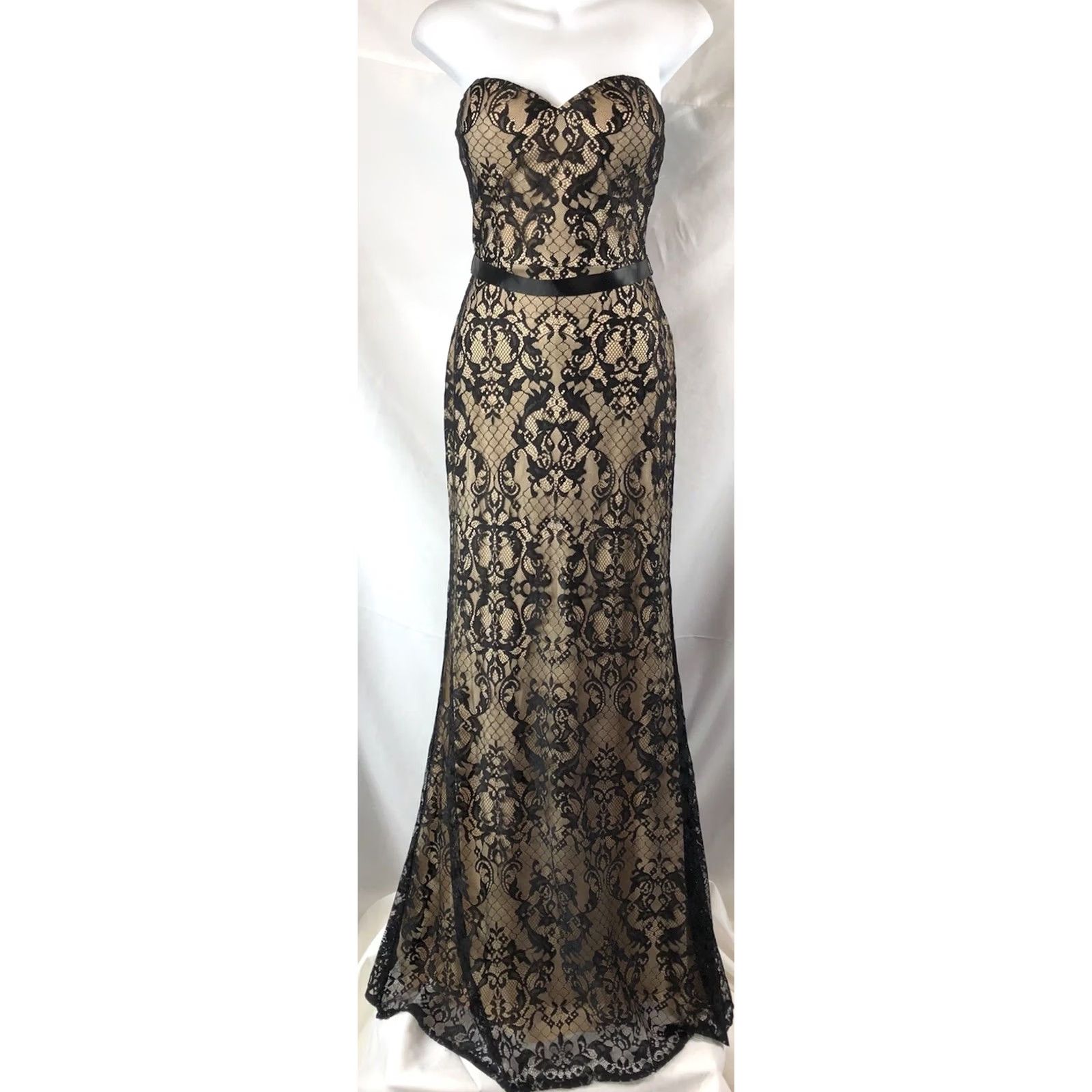 Vintage VINTAGE Strappy Formal Dress mermaid Gown 10 Lace Sweetheart Fairy whimsy Gothic Prom Size L / US 10 / IT 46 - 6 Thumbnail