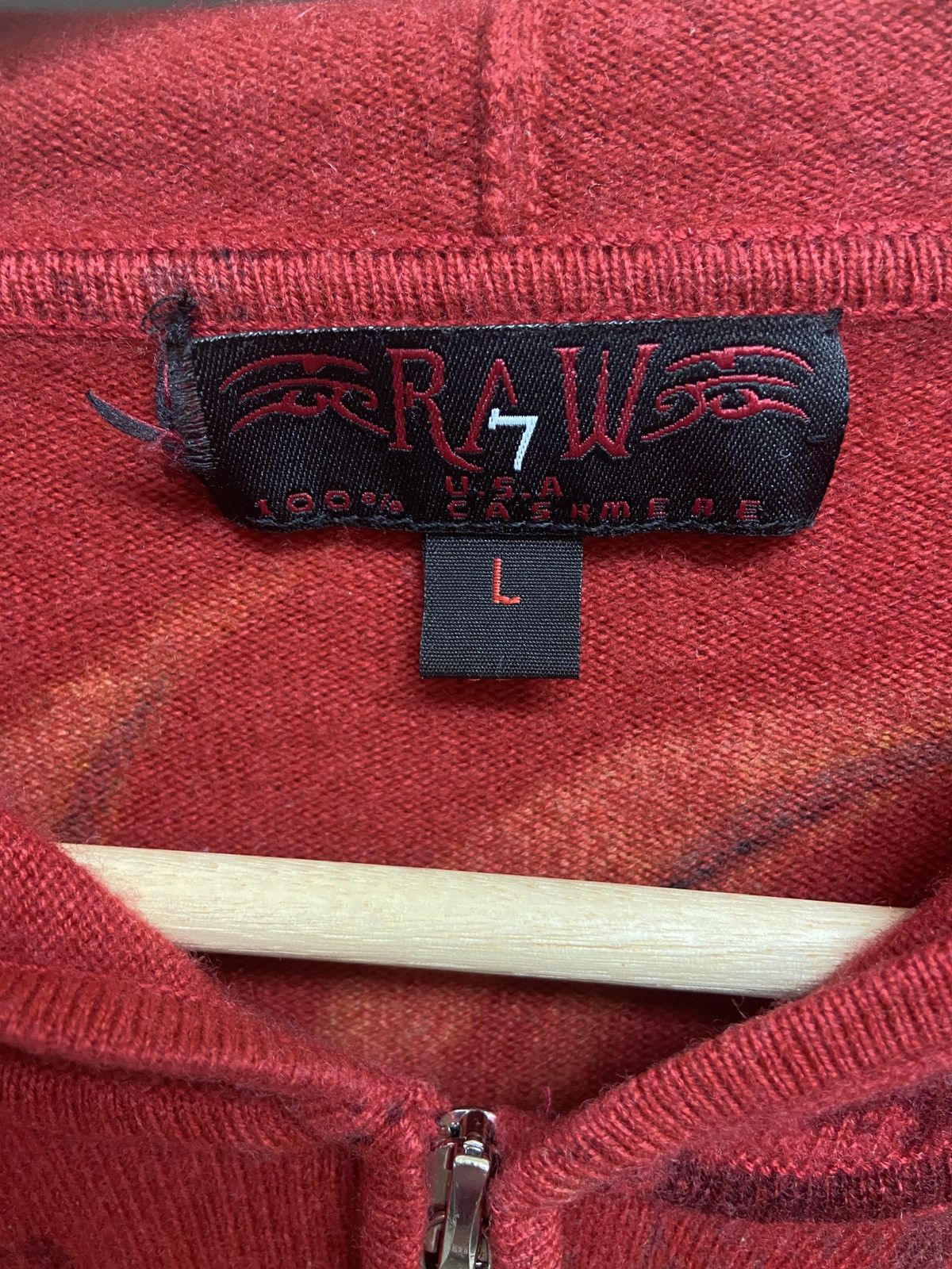 Other Y2K Raw7 100% Cashmere Red Black Ombre Phoneix Zip-Up Hoodie Size US L / EU 52-54 / 3 - 4 Thumbnail