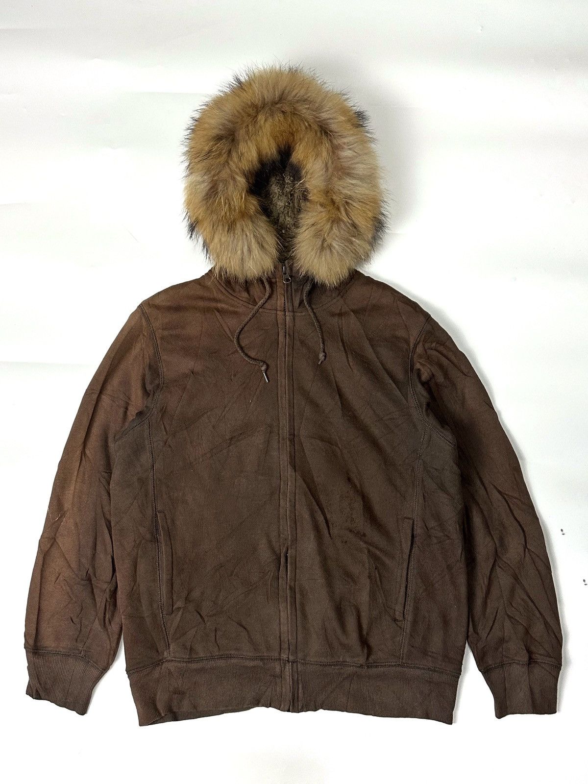 image of If Six Was Nine x Le Grande Bleu L G B Fur Hoodie Brown Faded Kanye West Color By Uniqlo (Size Medi