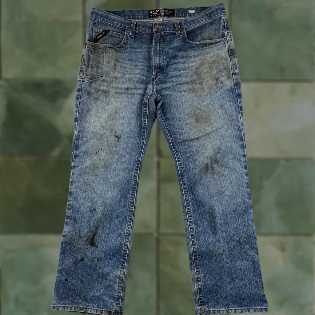Ariat Ariat Jeans Mens 38x32 Blue M4 Bootcut Low Rise Stretch Denim 5-Pocket Distressed Size US 38 / EU 54 - 1 Thumbnail