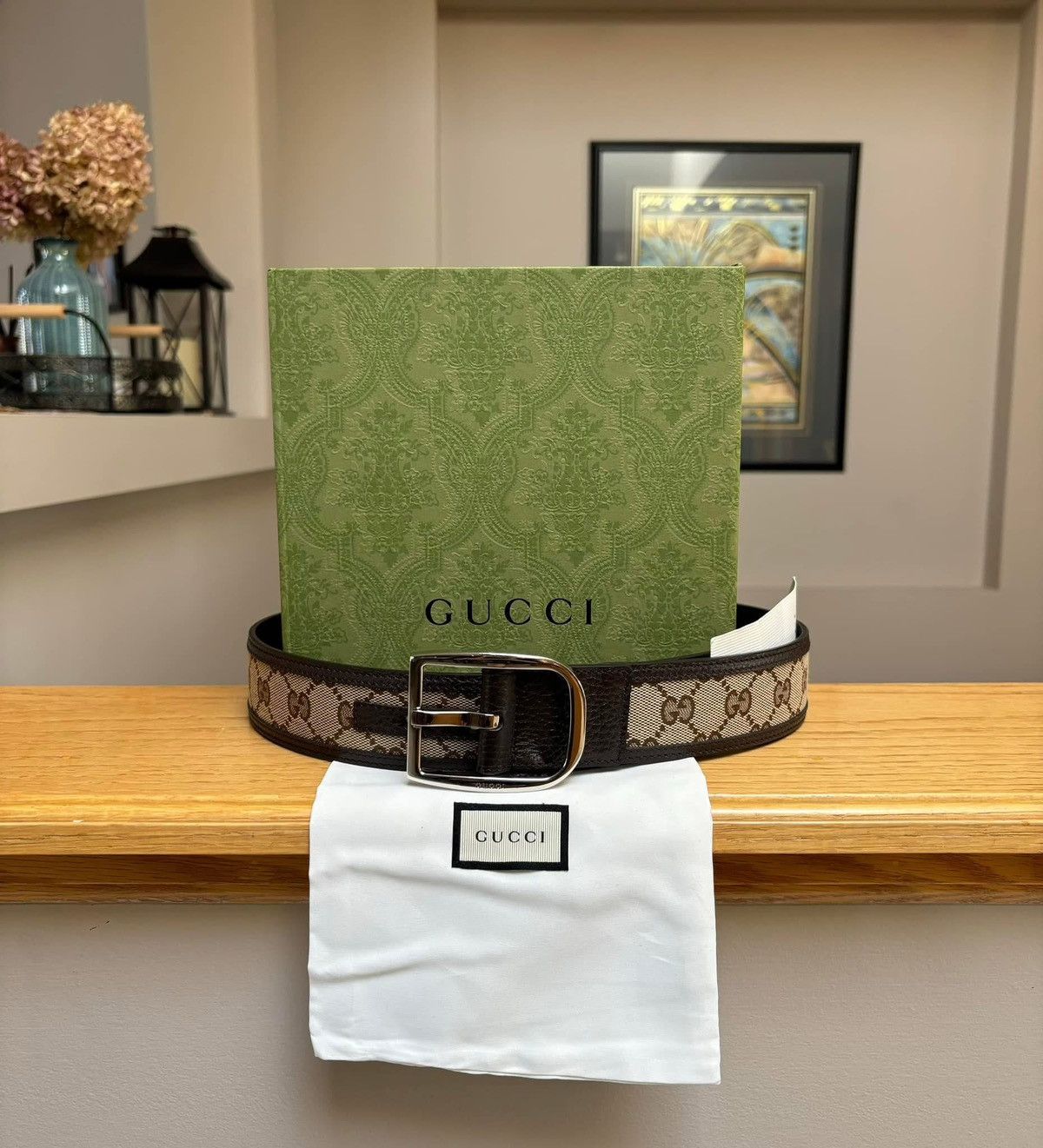 Gucci Gucci Supreme Beige Monogram Belt Size 32 - 1 Thumbnail