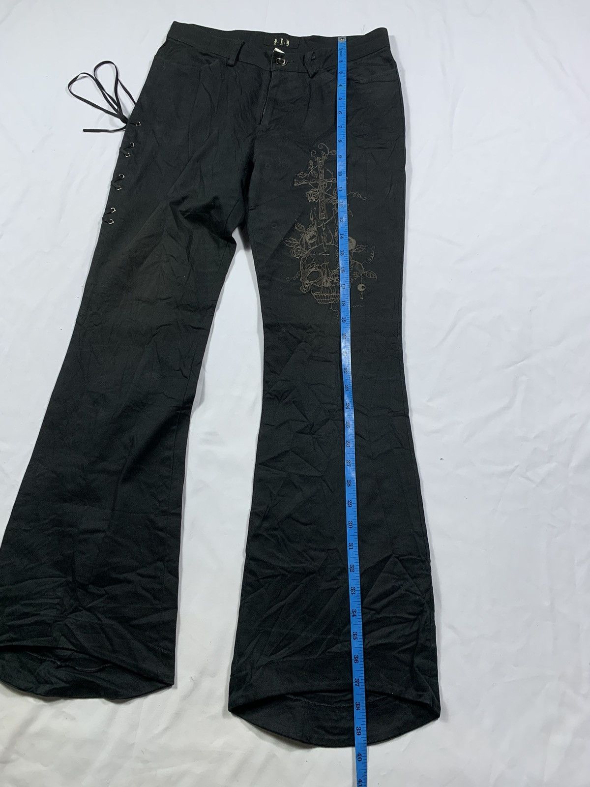 Tornado Mart Japanese Flare Gothic punk Skull Pants Lgb style Size US 29 - 7 Thumbnail