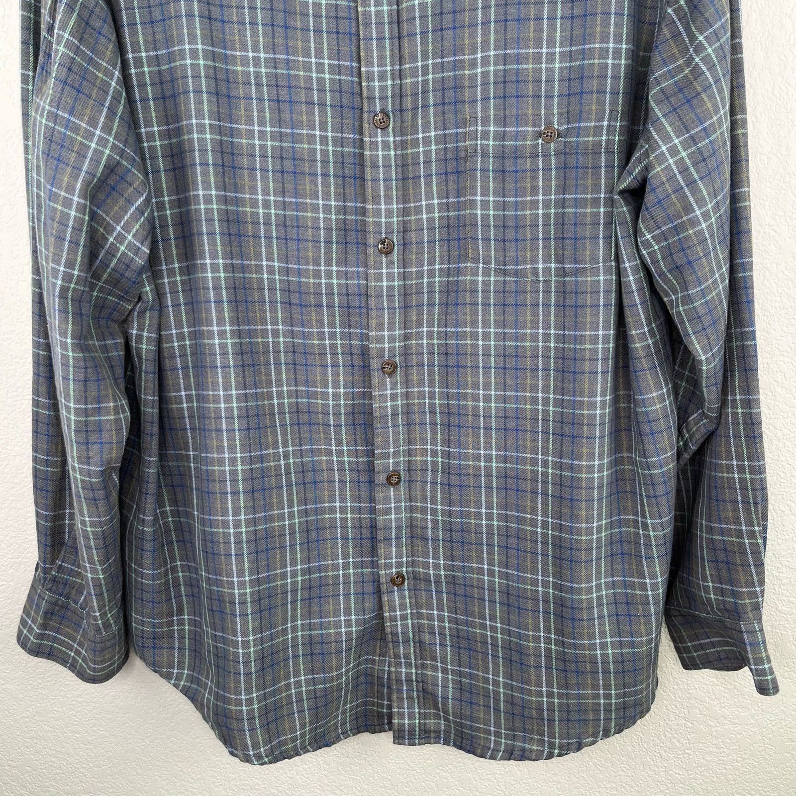 Flannel Haggar Long Sleeve Gray Button Front Plaid Flannel Shirt Size US XL / EU 56 / 4 - 7 Thumbnail