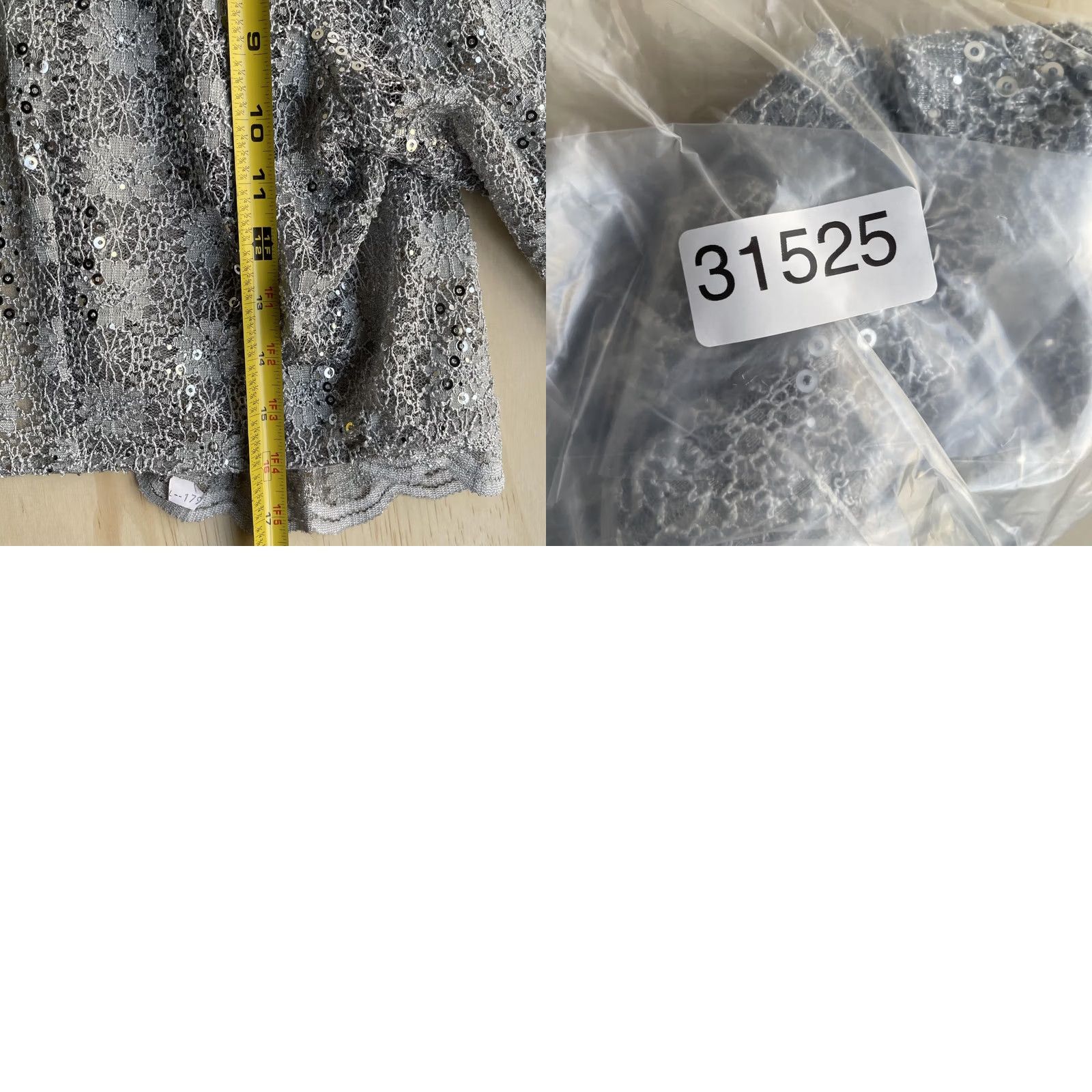 Vintage R & M Richards Jacket Womens XL Silver Lace Sequin Open Front Sheer Formal Size XL / US 12-14 / IT 48-50 - 8 Thumbnail