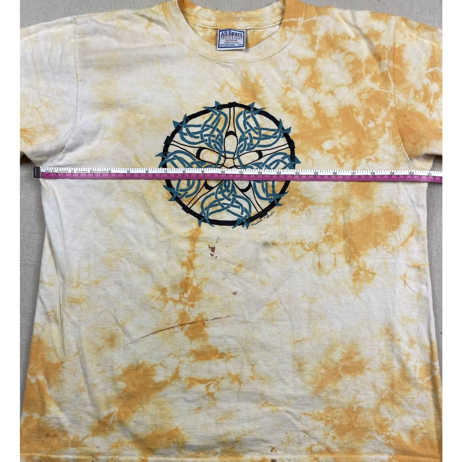 Vintage VINTAGE All Sport T-Shirt Celtic Mandala Tie Dye 90s Art Tee Unisex Adults Sz L Orange Short Sleeve Crew Neck Cotton Logo Art 90s Mens Womens Size US L / EU 52-54 / 3 - 6 Thumbnail