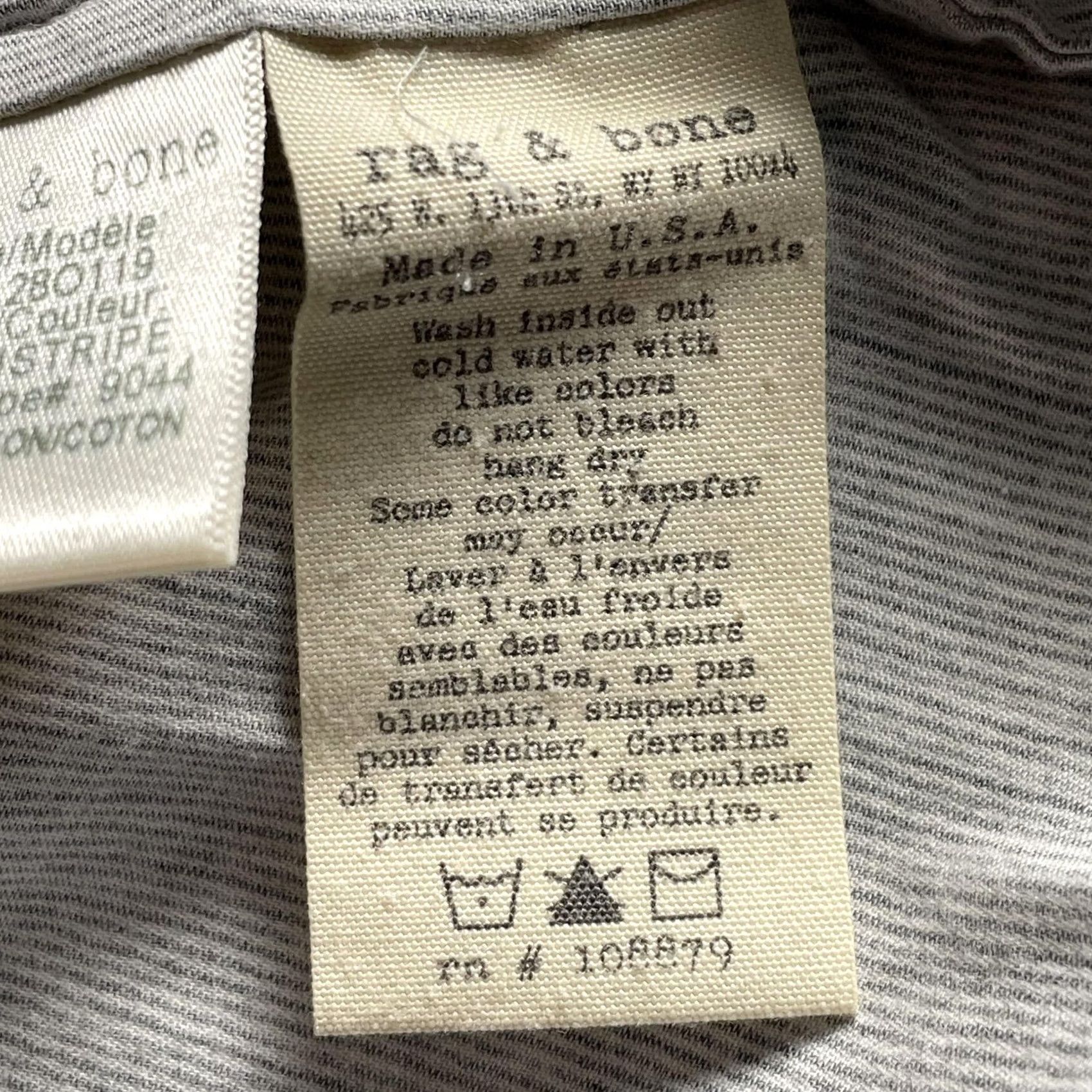 Rag & Bone Rag & Bone Shirt Mens Medium Gray White Grainstripe Tailored Workwear USA Cotton Size US M / EU 48-50 / 2 - 6 Thumbnail