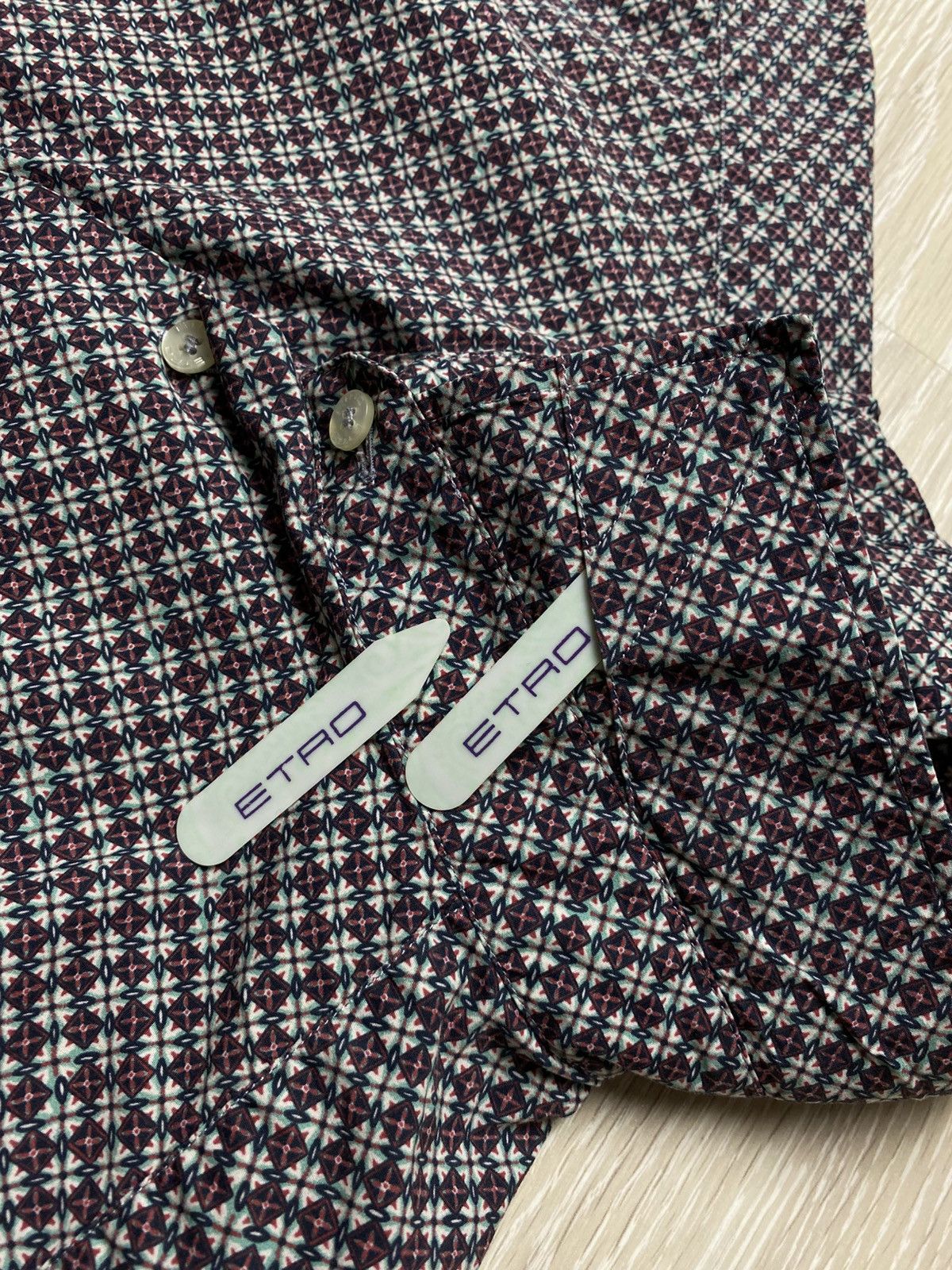 Etro Etro Milano Men’s Shirt Size 42 16.5 XL Geometric Tile Print Size US XL / EU 56 / 4 - 5 Thumbnail