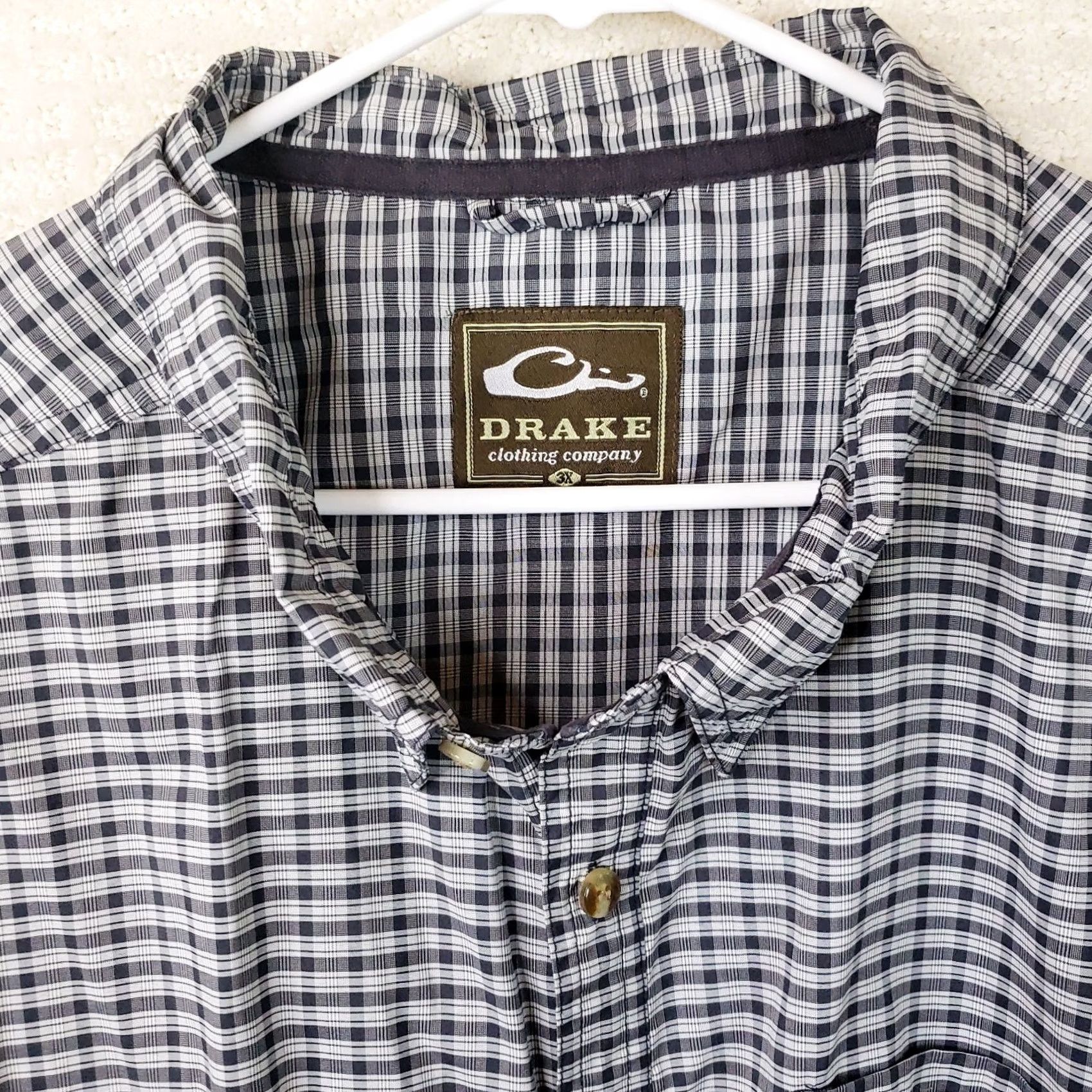 Vintage Drake Shirt Mens 3XL Blue White Plaid Short Sleeve Button Up Nylon Polyester Size US XXL / EU 58 / 5 - 4 Thumbnail
