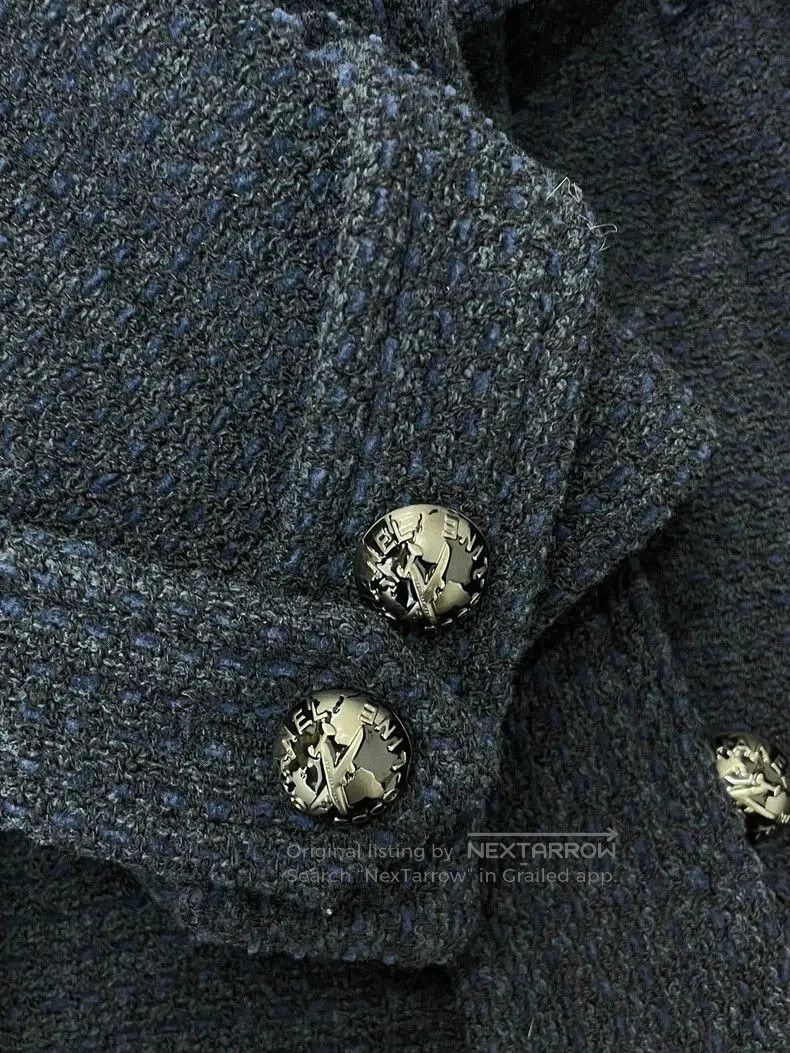 Chanel Chanel Navy Tweed Belted Coat. Size US M / EU 48-50 / 2 - 2 Thumbnail