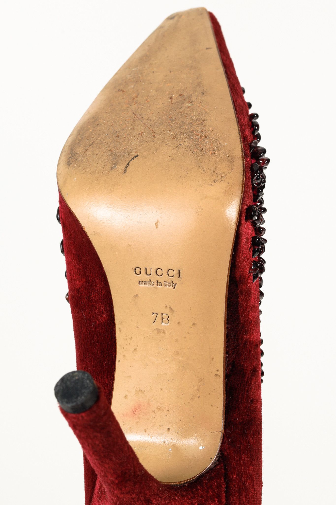 Gucci Gucci by Tom Ford S/S 1999 Velvet Onyx Embellished Pumps Size US 7 / IT 37 - 5 Thumbnail
