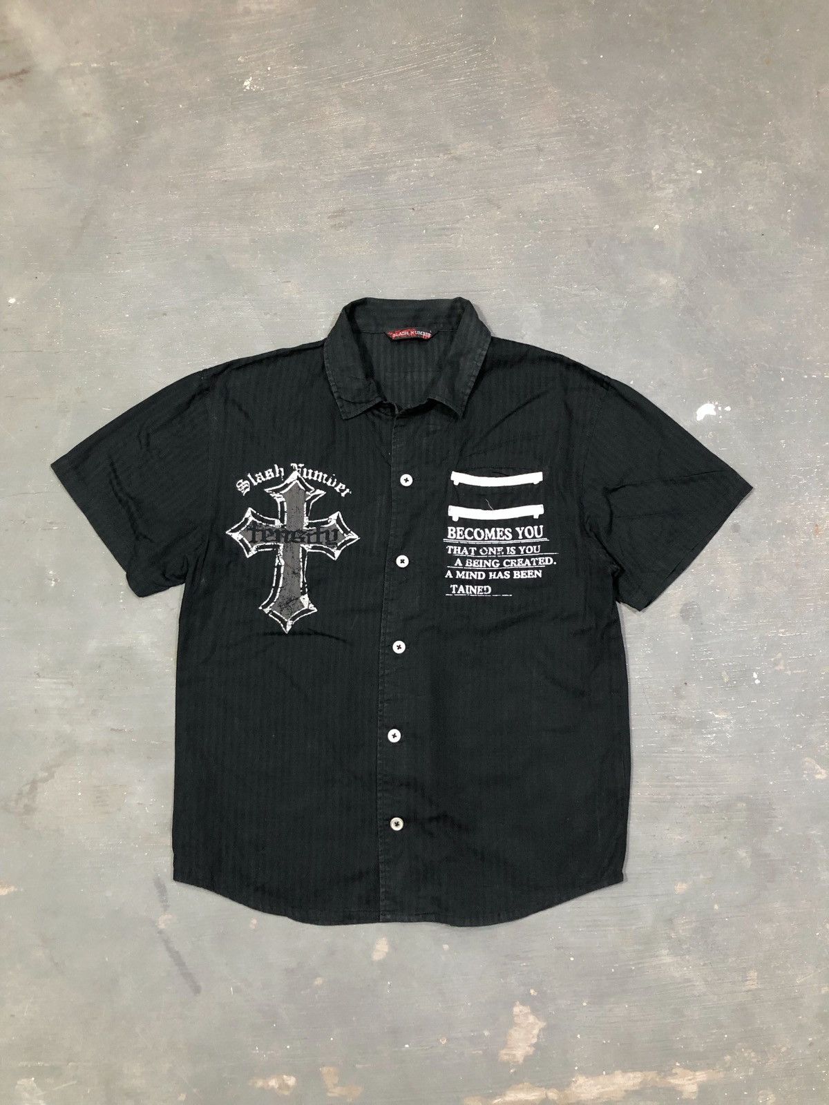 image of Hysteric Glamour x Le Grande Bleu L G B Slash Number Button Up Shirt in Black, Men's (Size Medium)