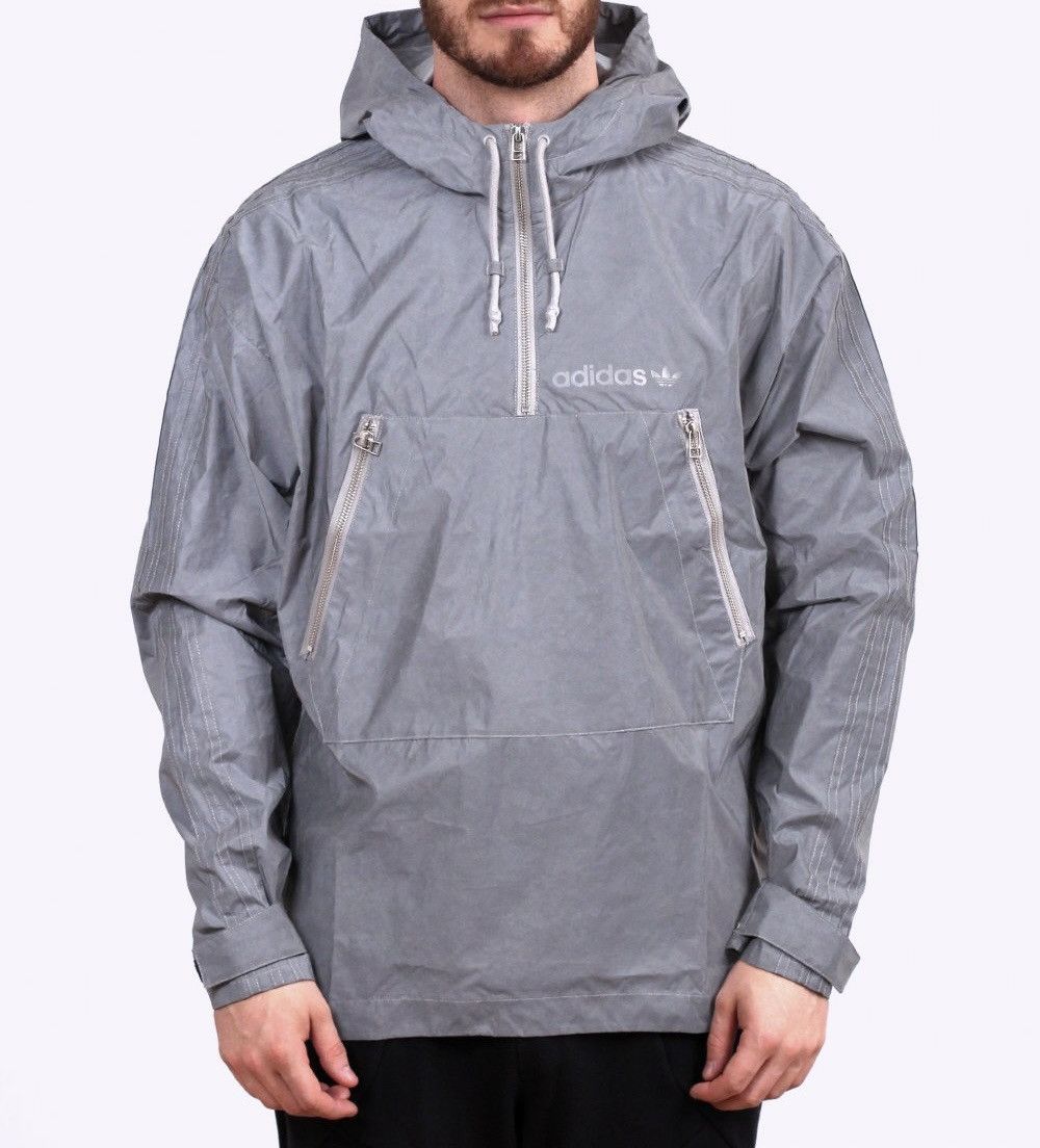 image of Adidas Originals 1/2 Zip Reflective Poncho in Silver, Men's (Size Small)