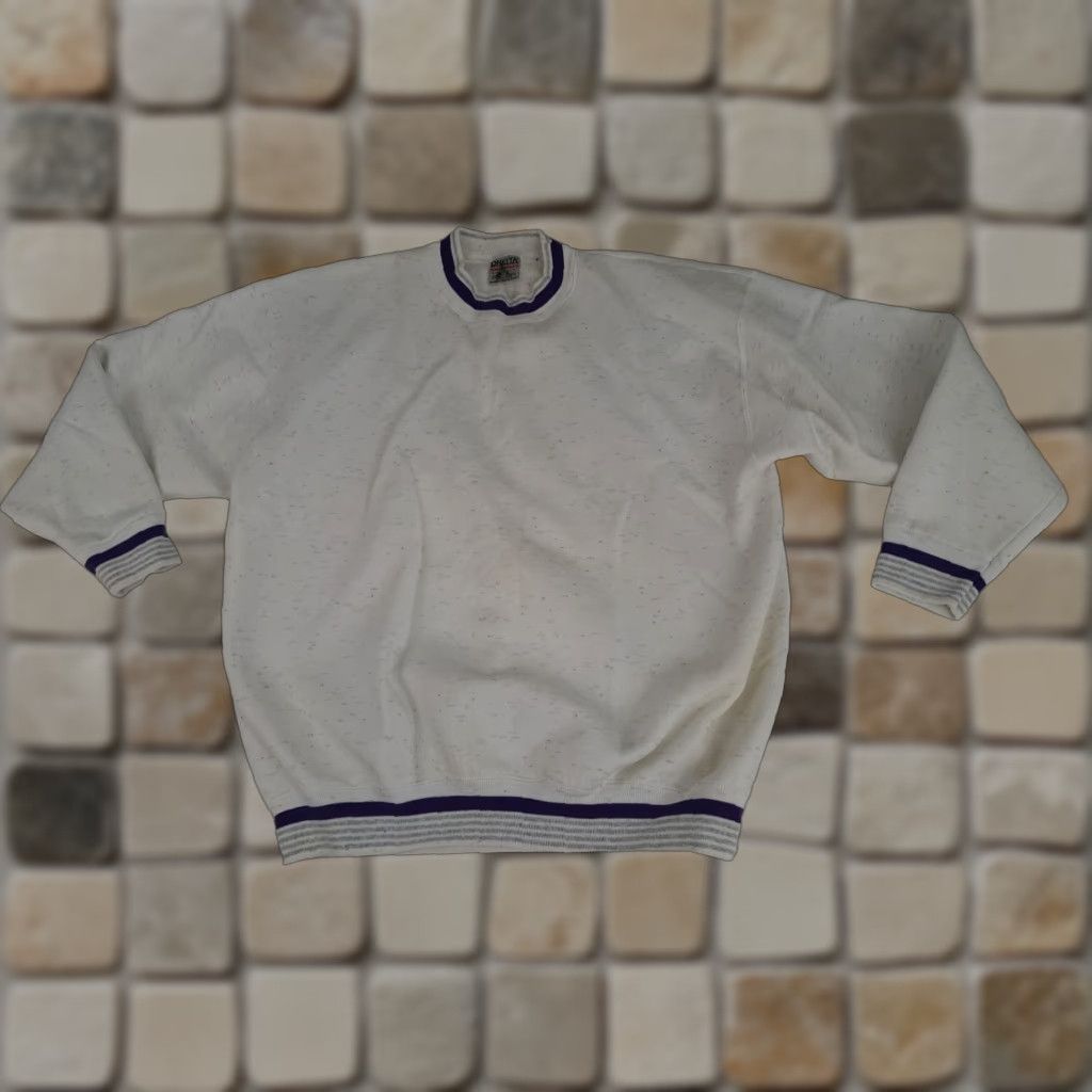 Vintage VINTAGE Oneita Sweatshirt Cotton Crew Neck Long Sleeve 2XL White Unisex Adults USA Made Size US XXL / EU 58 / 5 - 1 Thumbnail