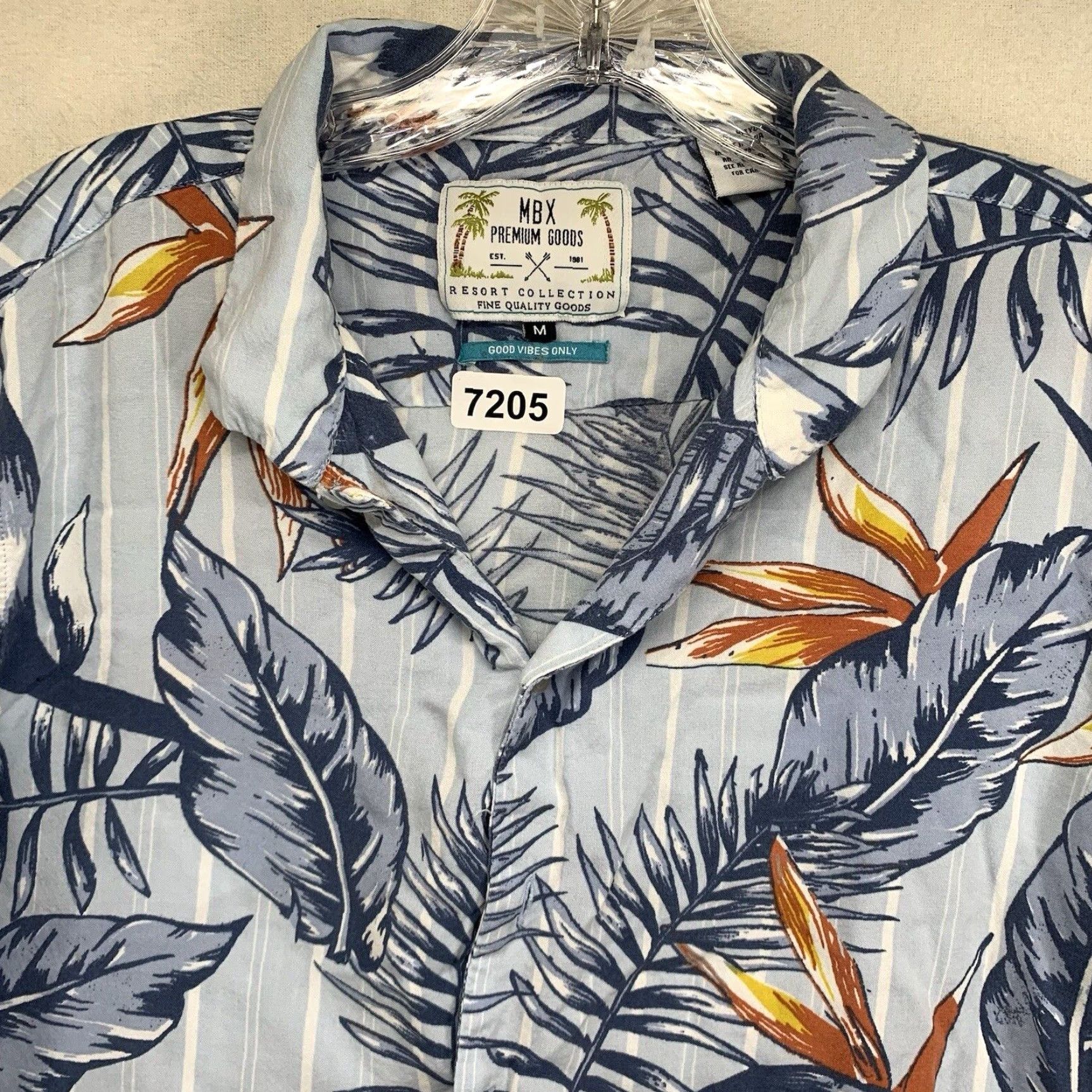 Paradise VINTAGE Hawaiian Shirt Men Medium Light Blue Palm Birds of Paradise 100% Rayon Casual Summer Size US M / EU 48-50 / 2 - 3 Thumbnail